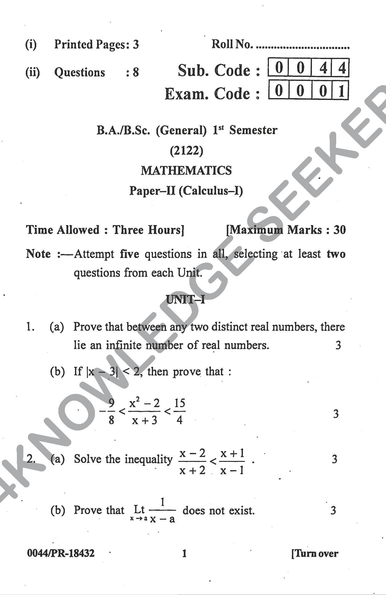 Question Paper Page 1