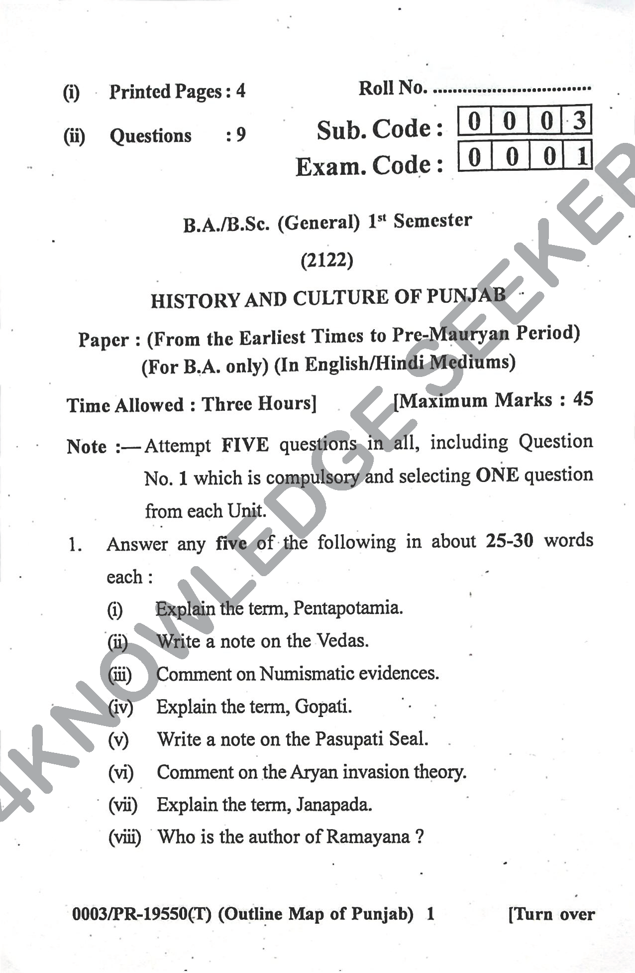 Question Paper Page 1