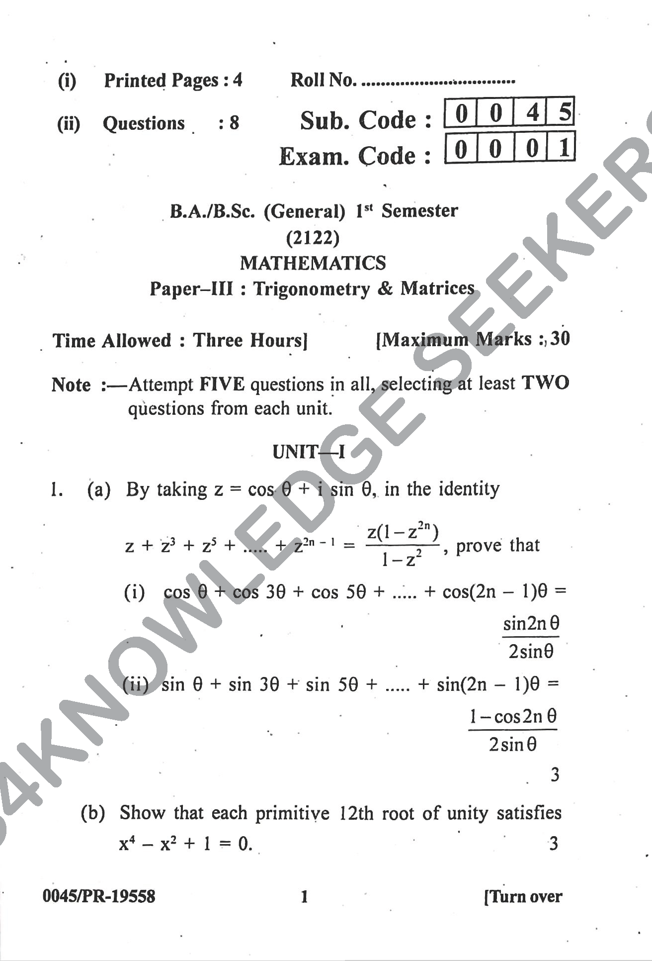 Question Paper Page 1