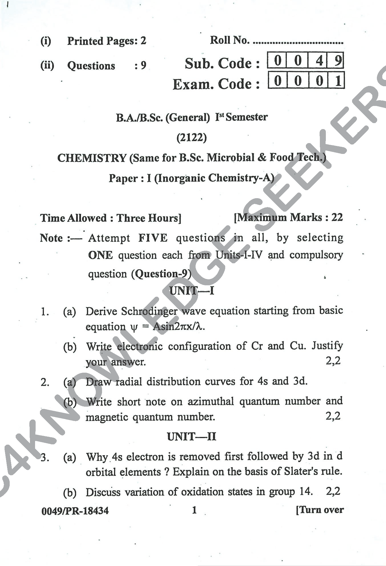 Question Paper Page 1