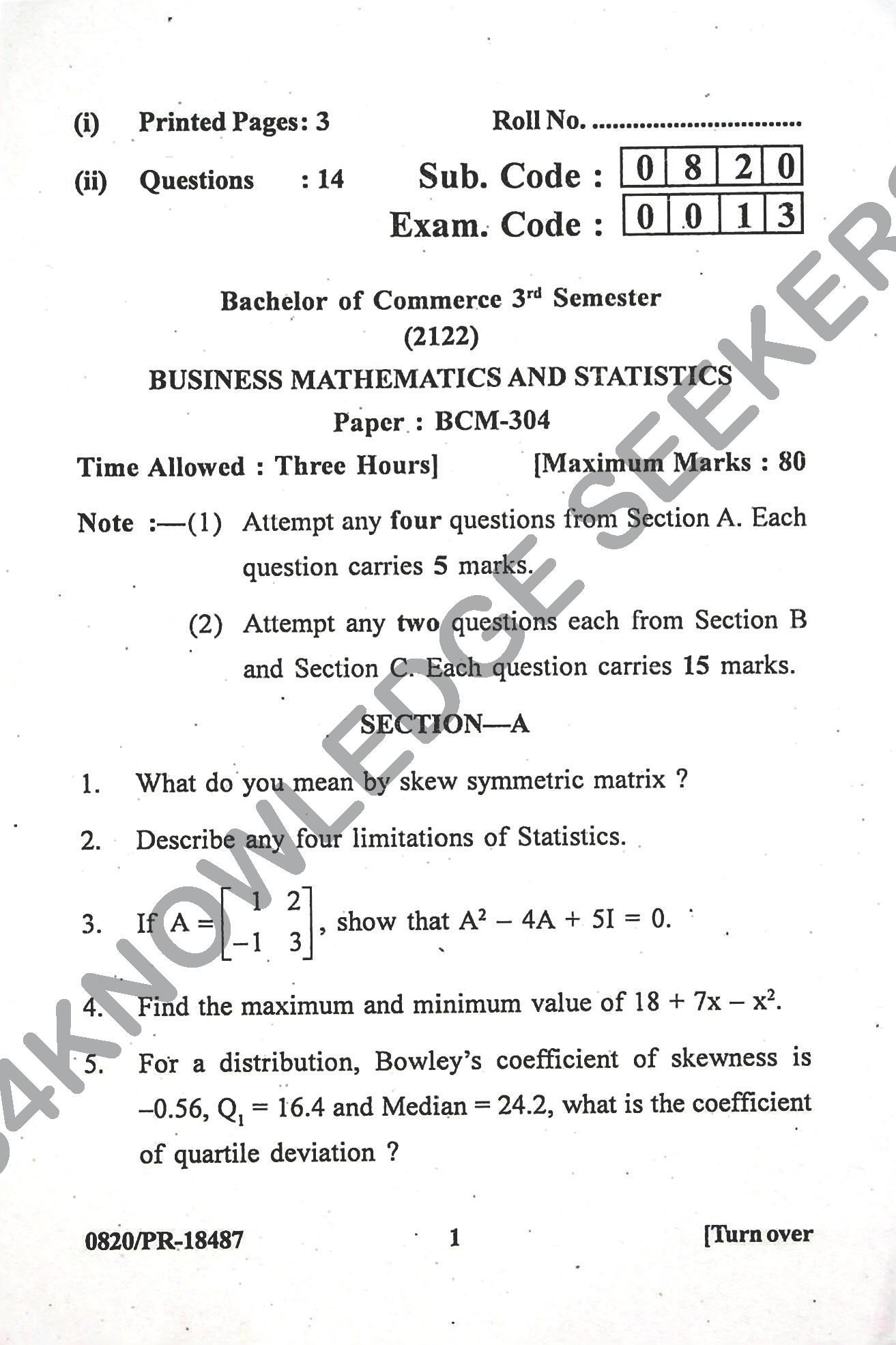 Question Paper Page 1
