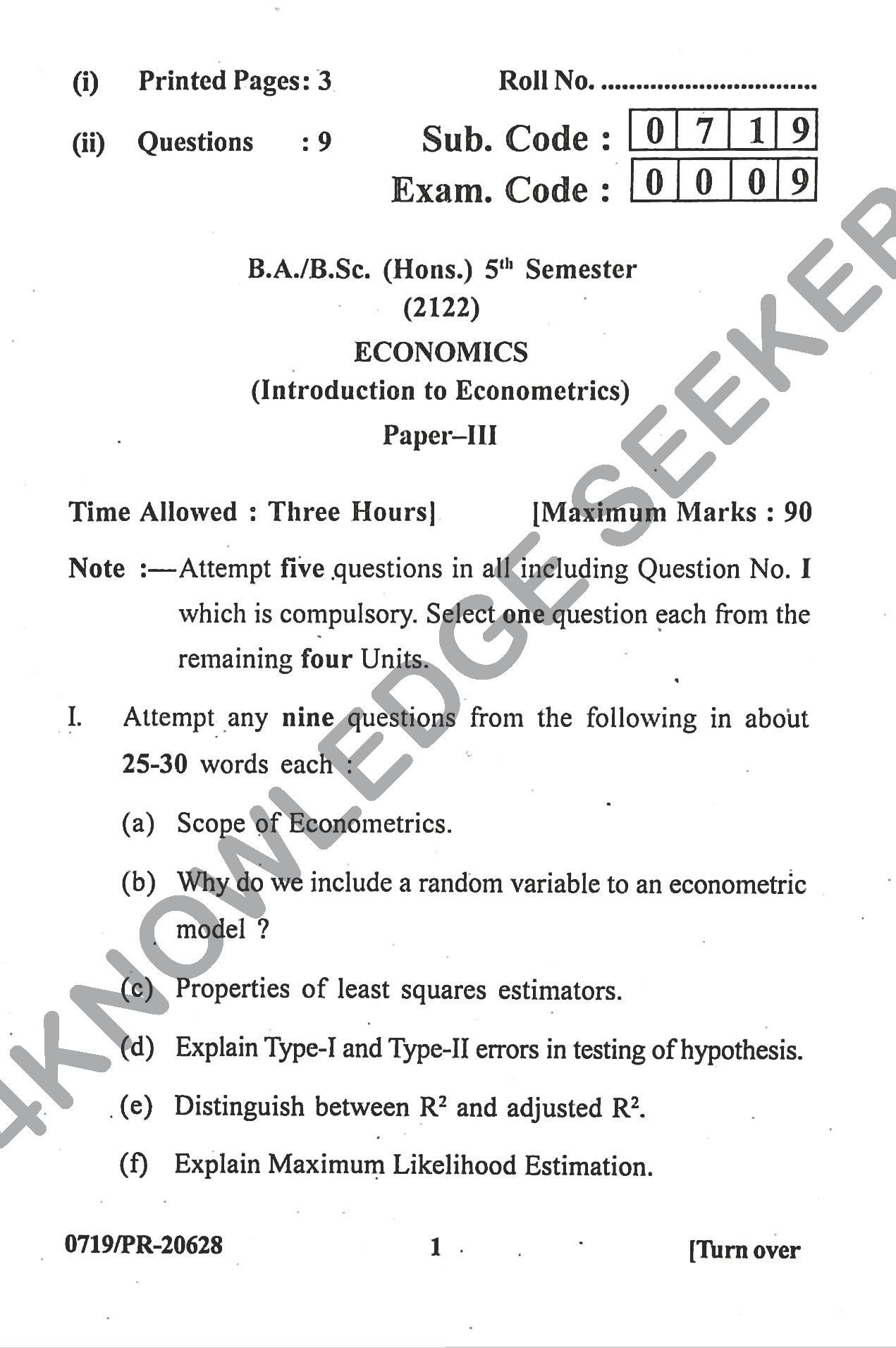 Question Paper Page 1