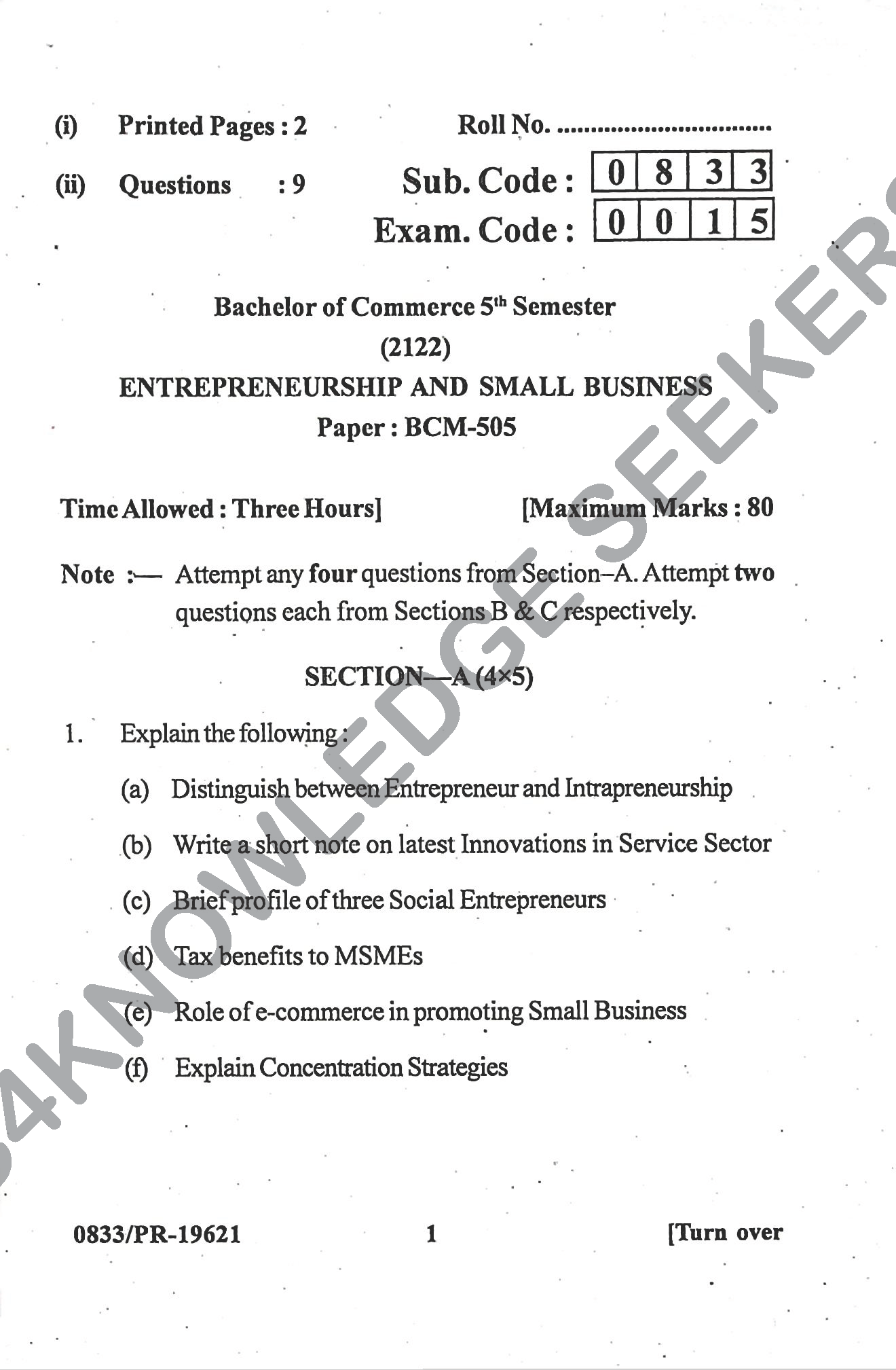 Question Paper Page 1