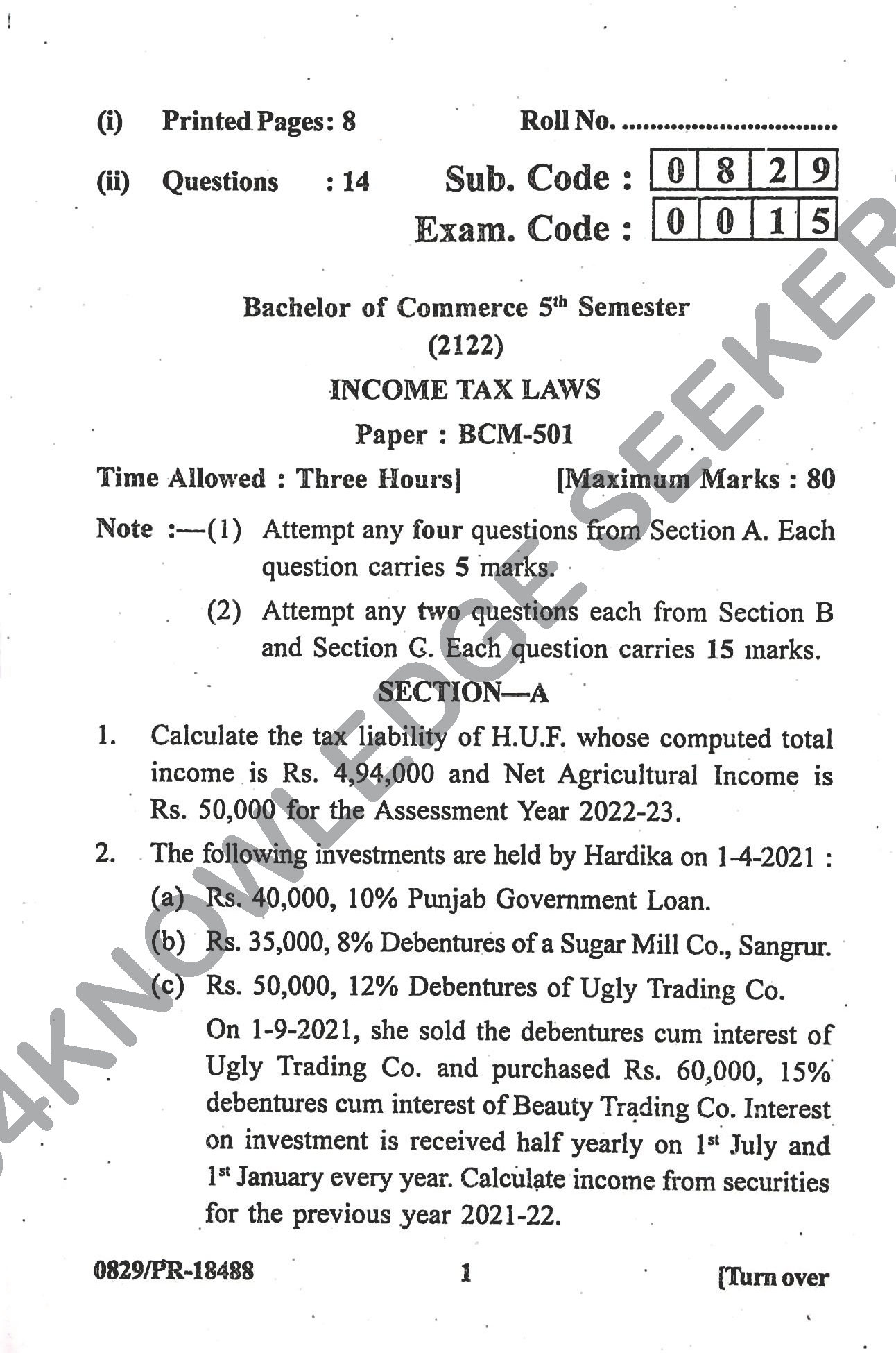 Question Paper Page 1