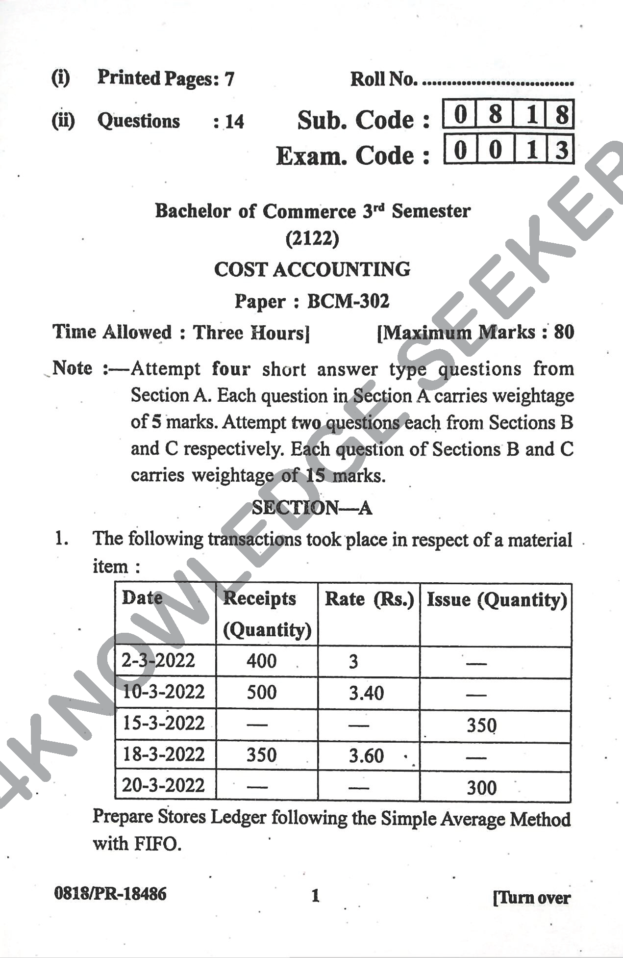 Question Paper Page 1