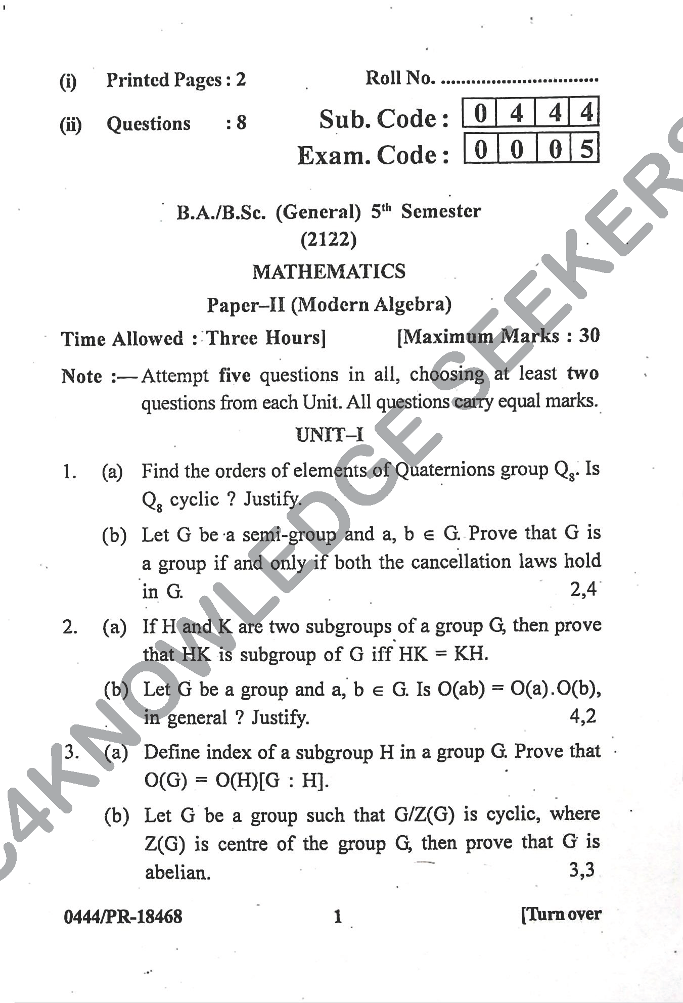 Question Paper Page 1