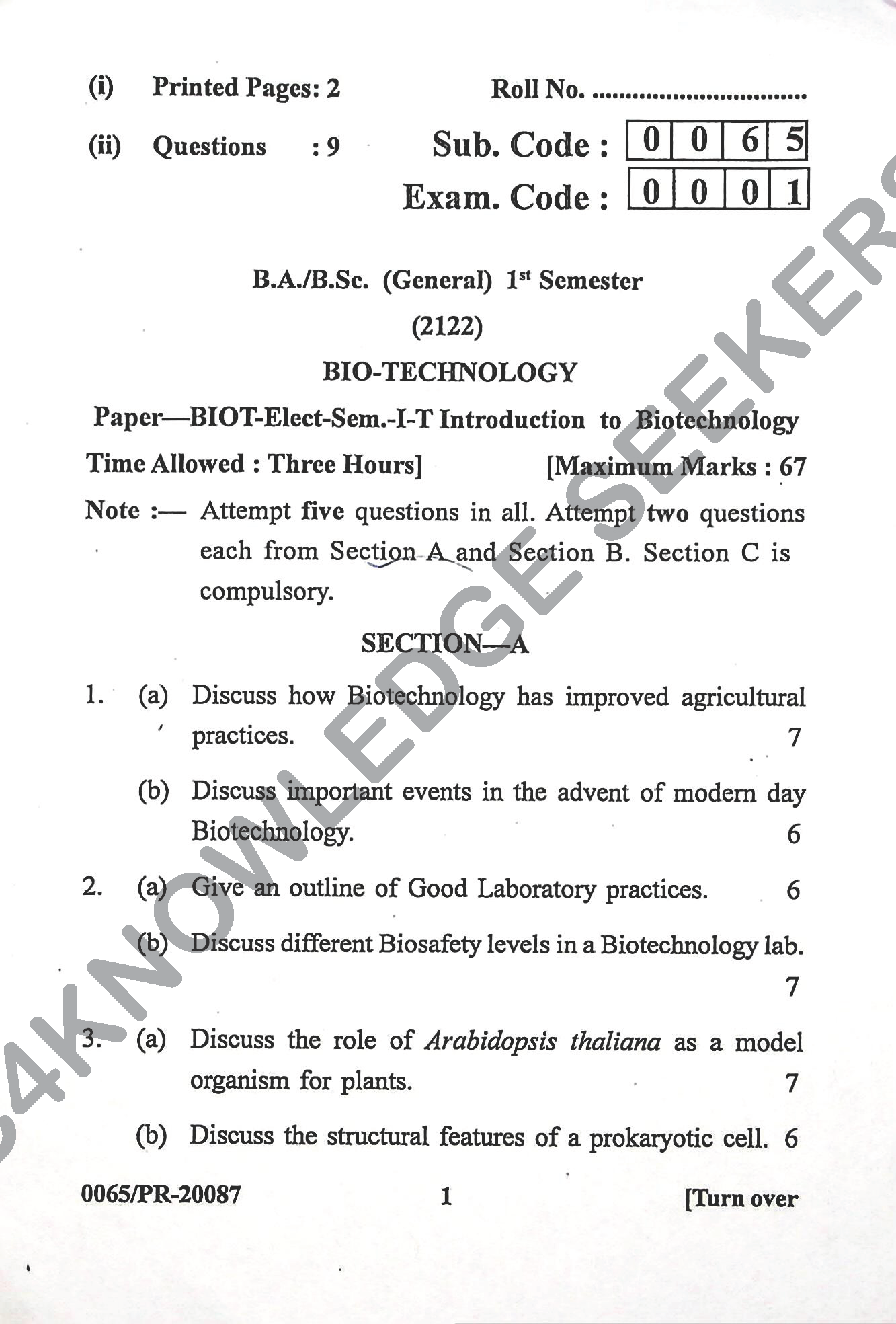 Question Paper Page 1