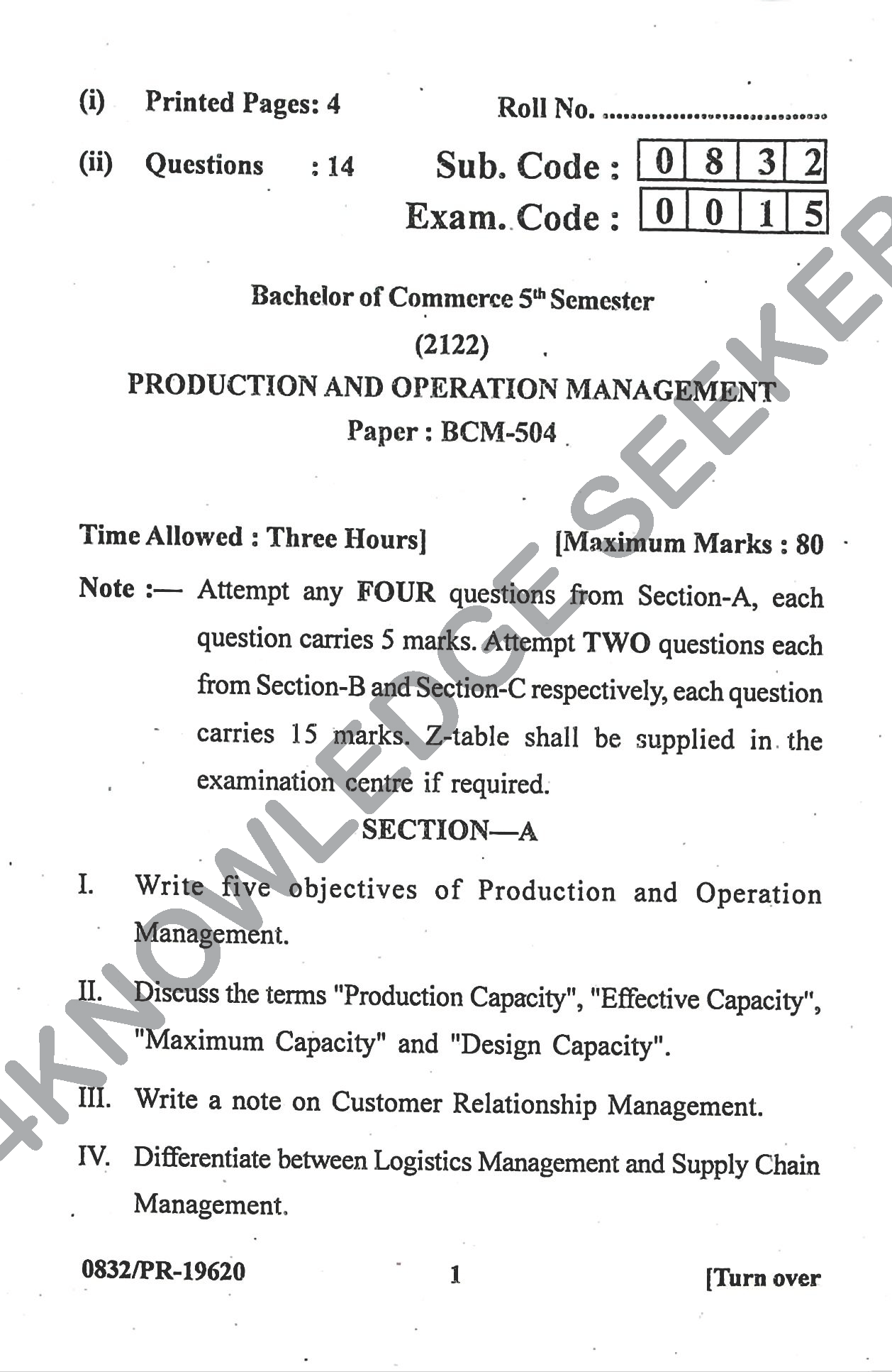 Question Paper Page 1