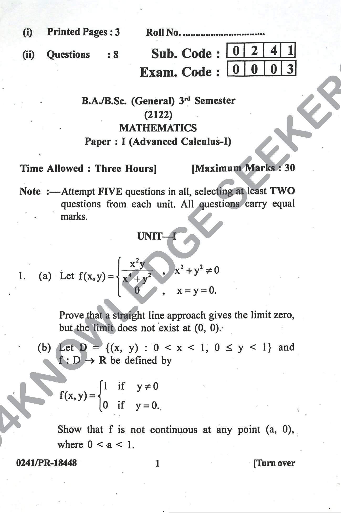 Question Paper Page 1