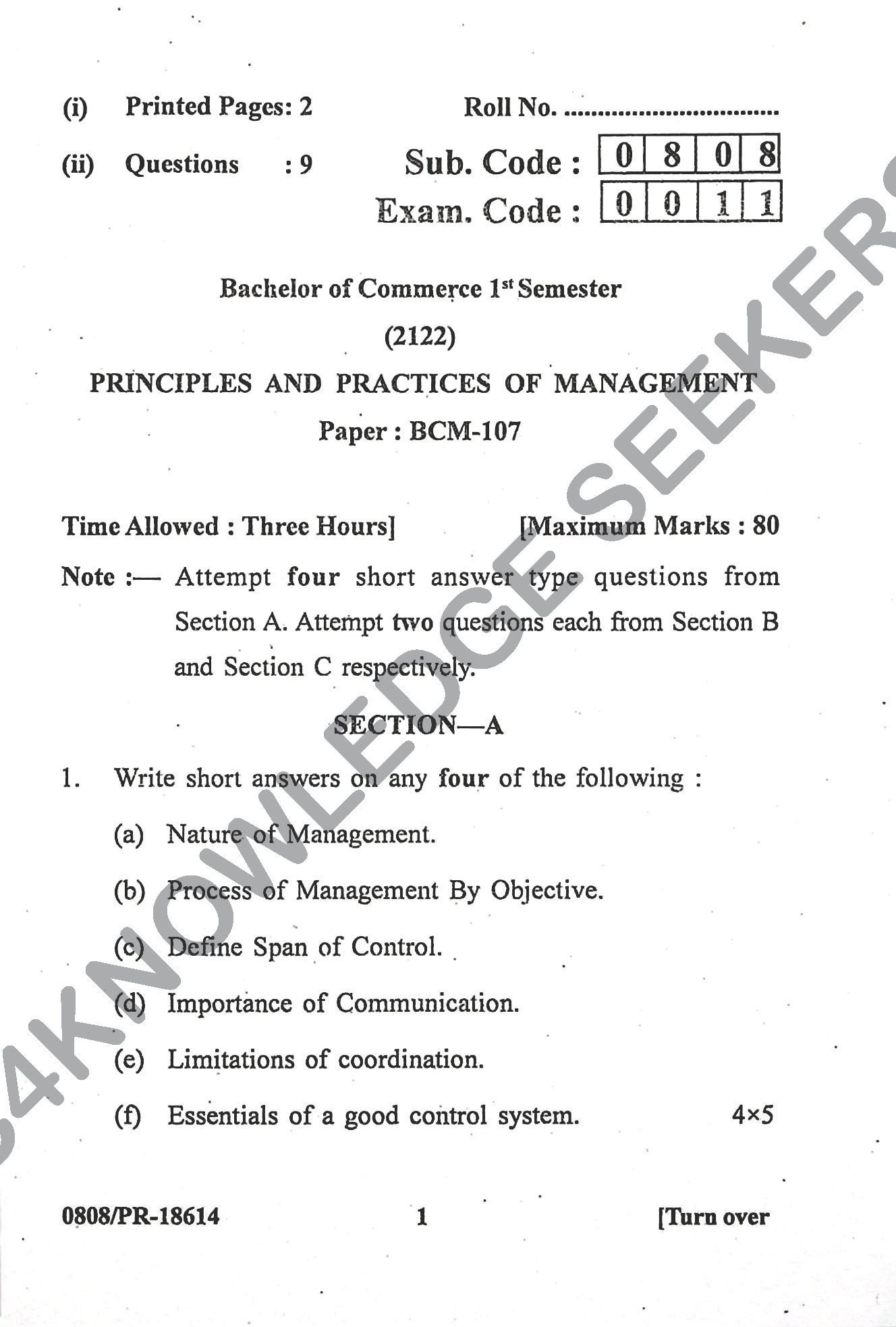 Question Paper Page 1