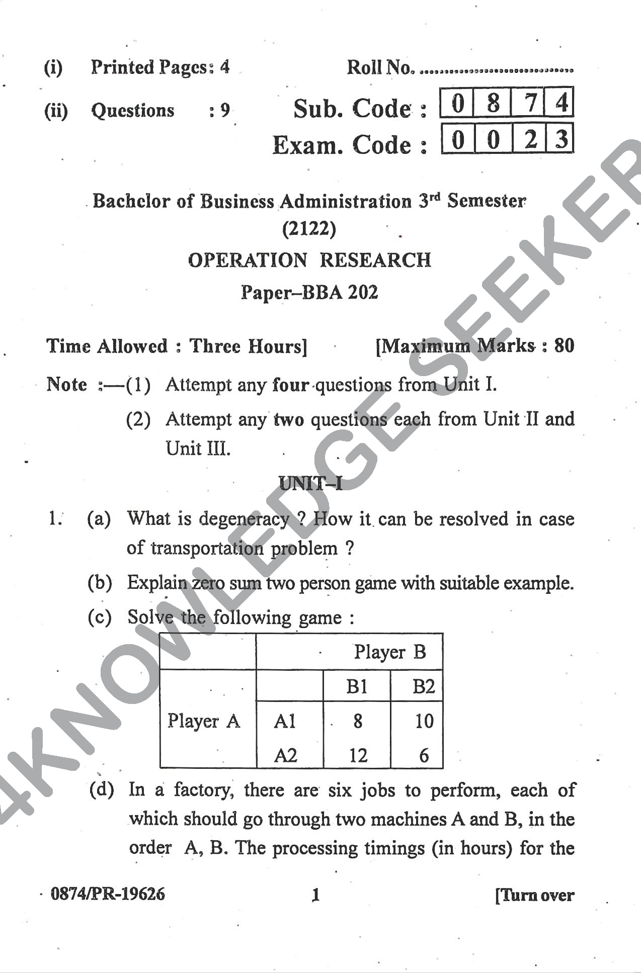 Question Paper Page 1