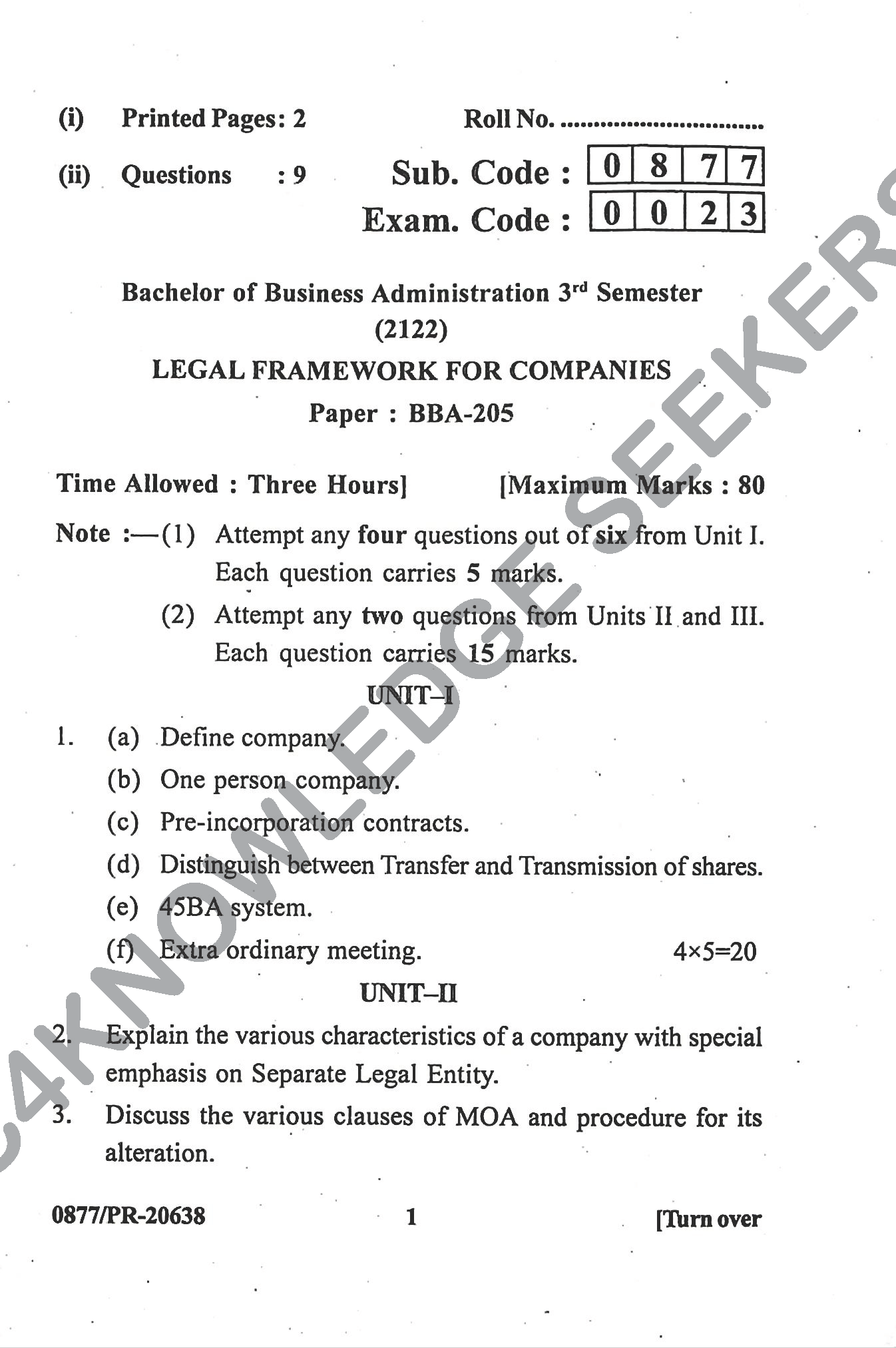 Question Paper Page 1