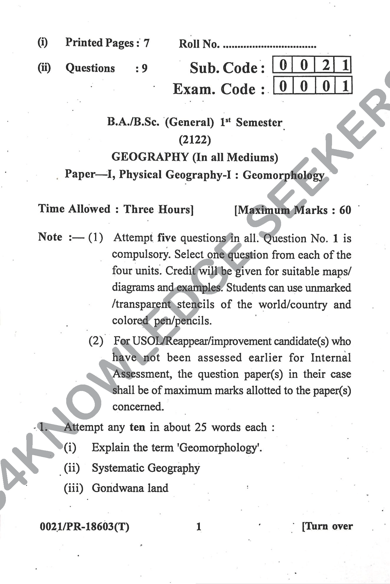 Question Paper Page 1