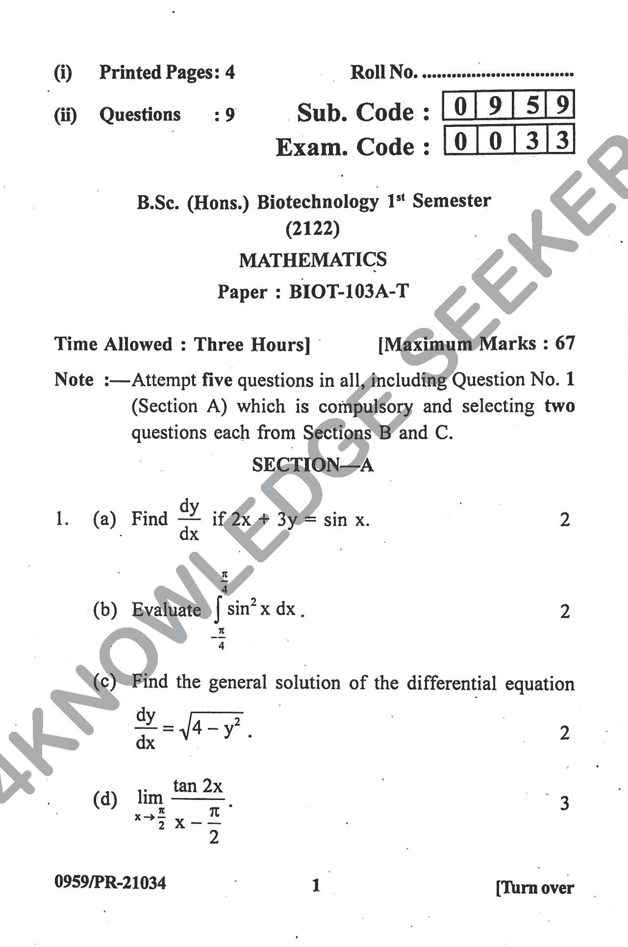 Question Paper Page 1