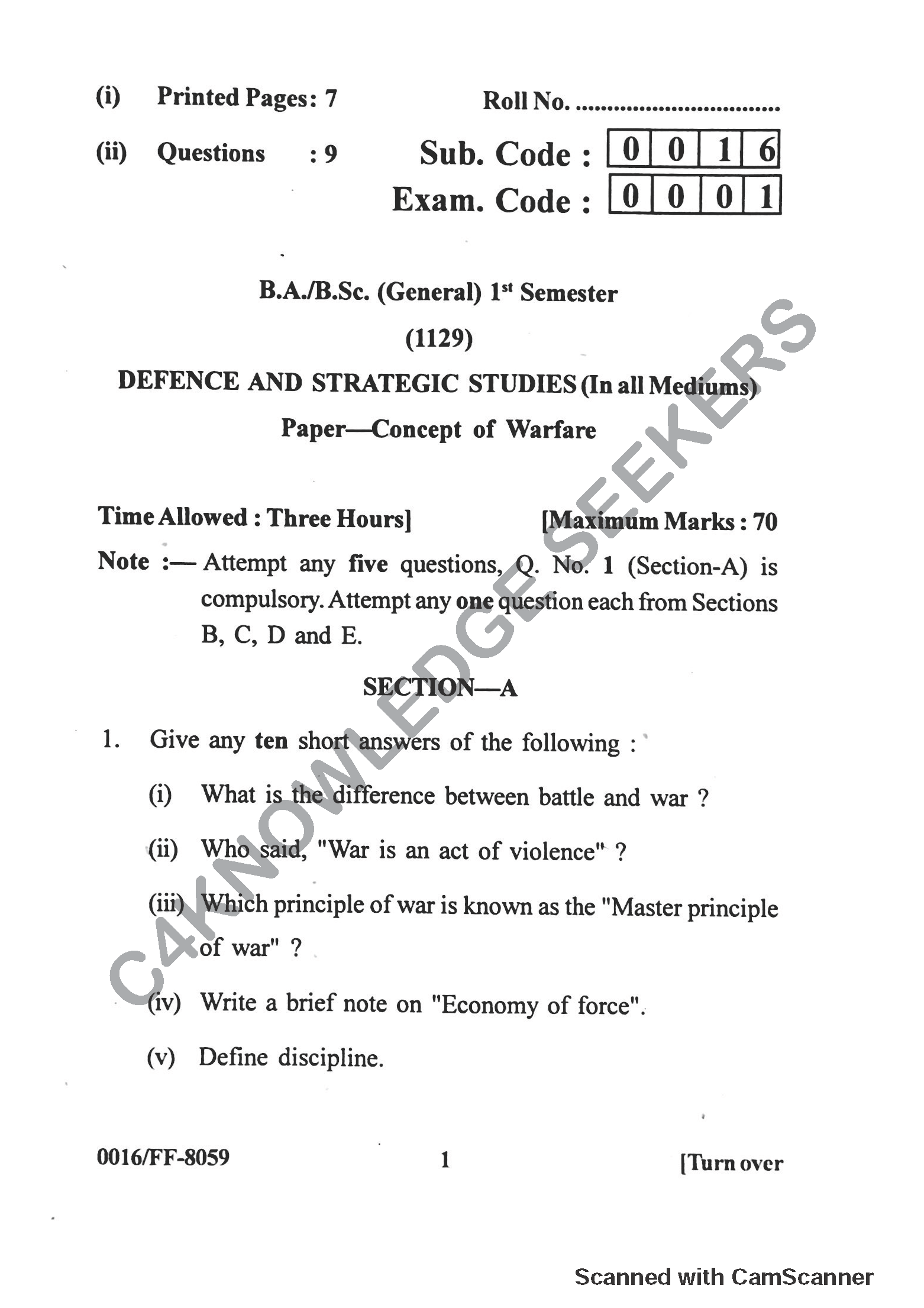 Question Paper 2019
