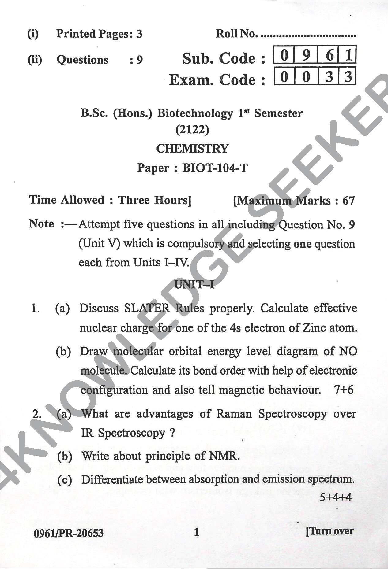 Question Paper Page 1