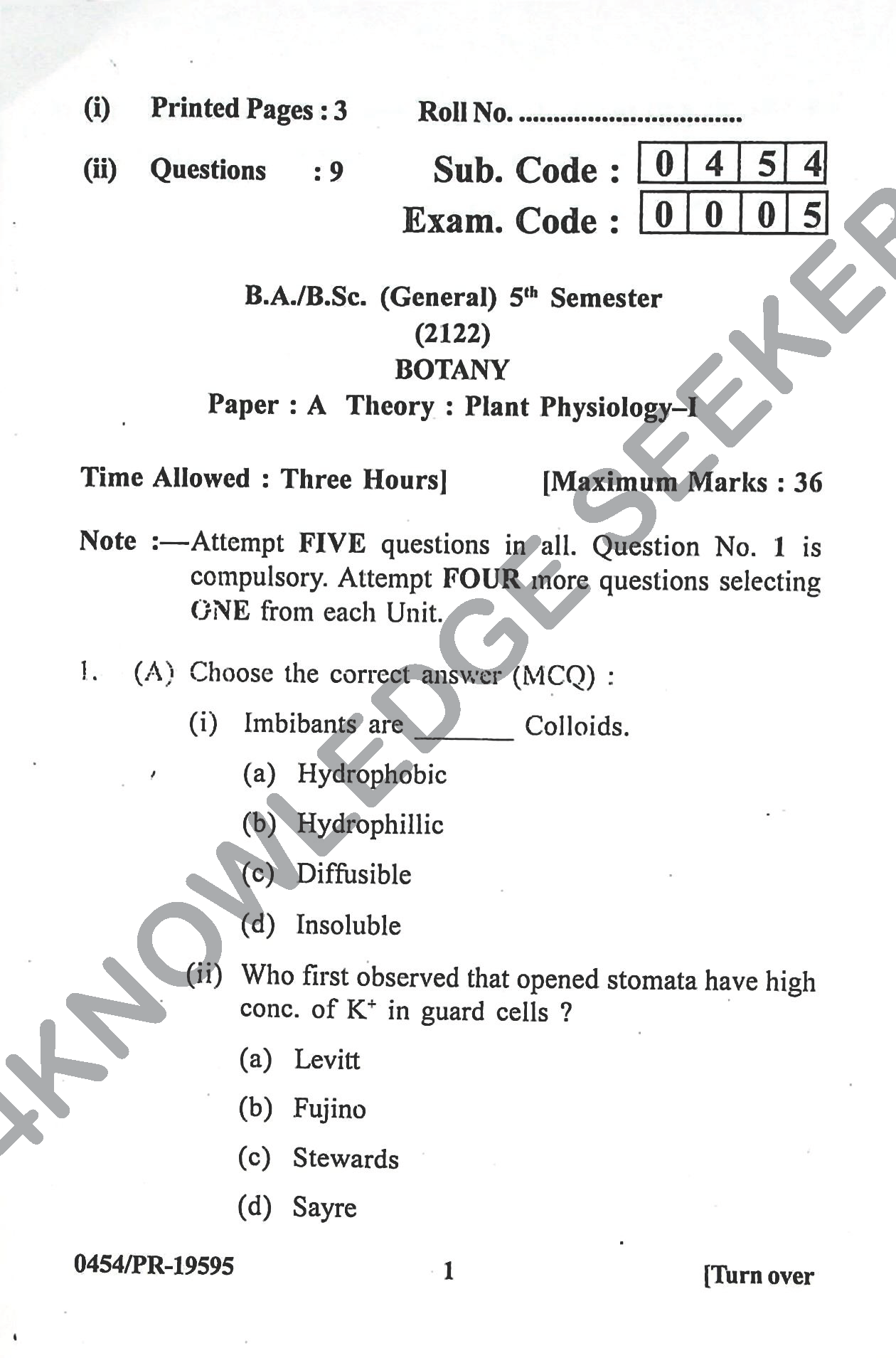 Question Paper Page 1