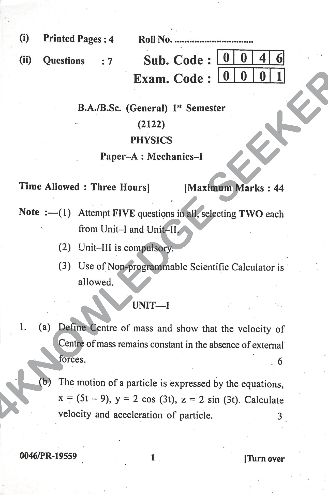 Question Paper Page 1