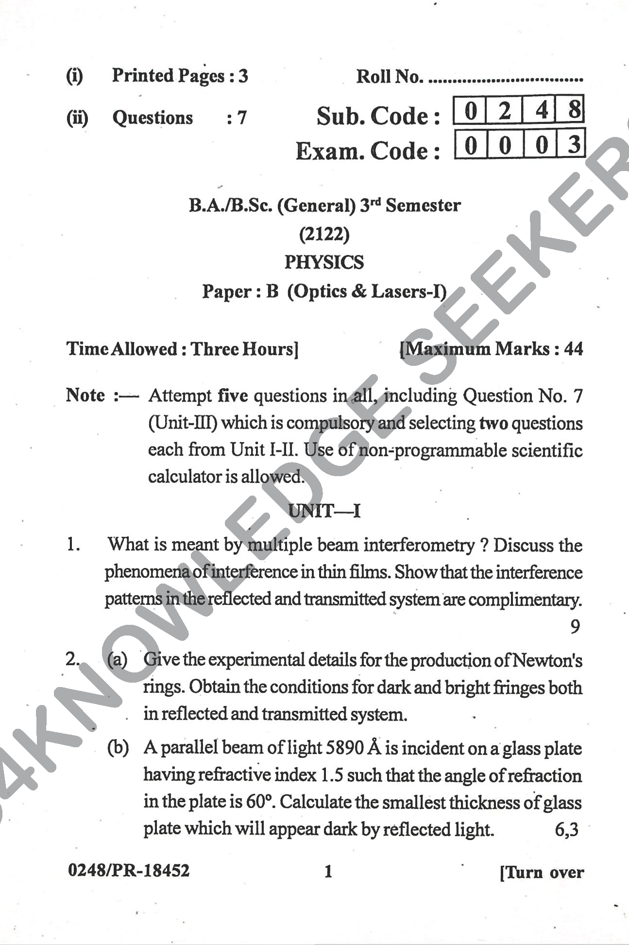 Question Paper Page 1