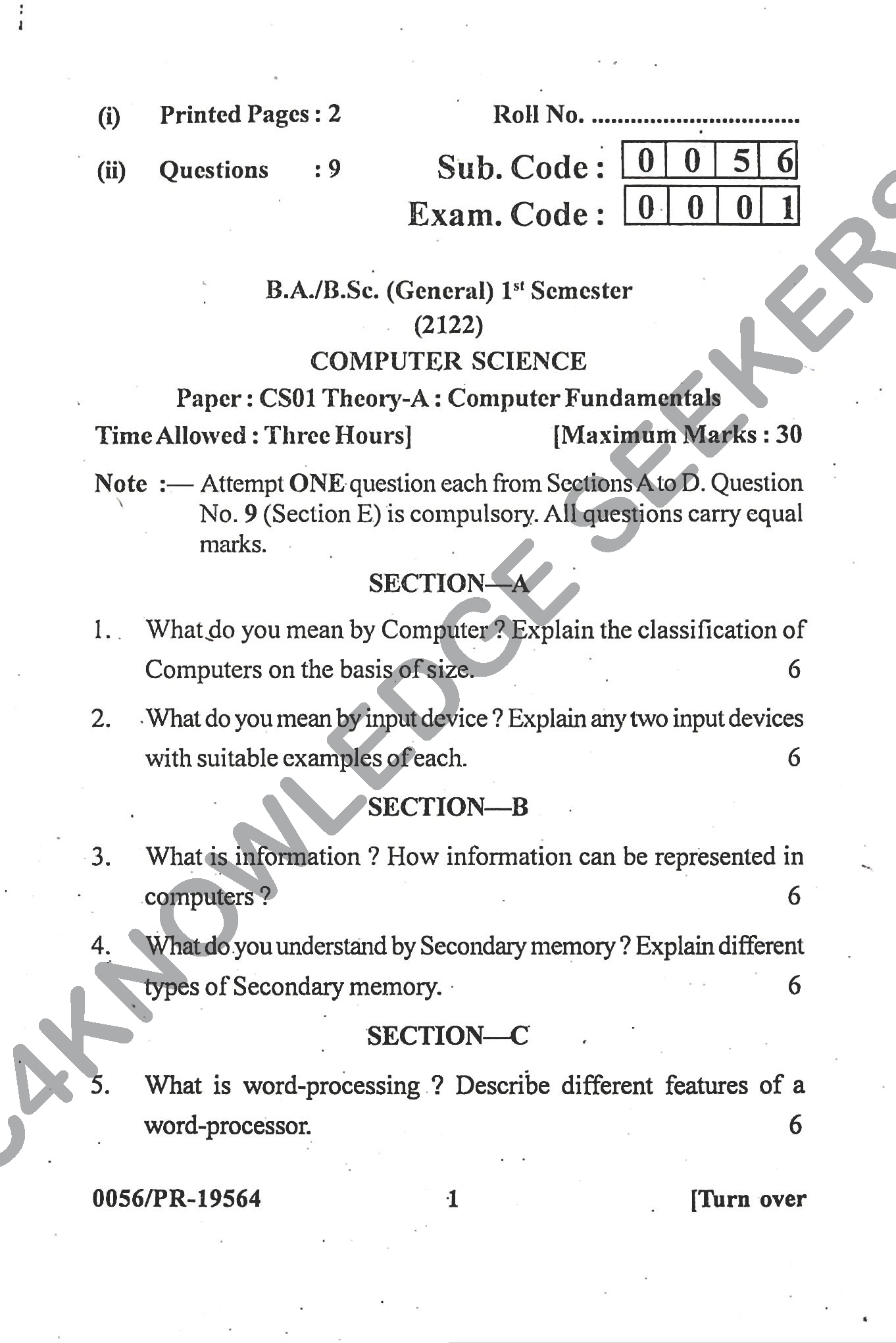 Question Paper Page 1