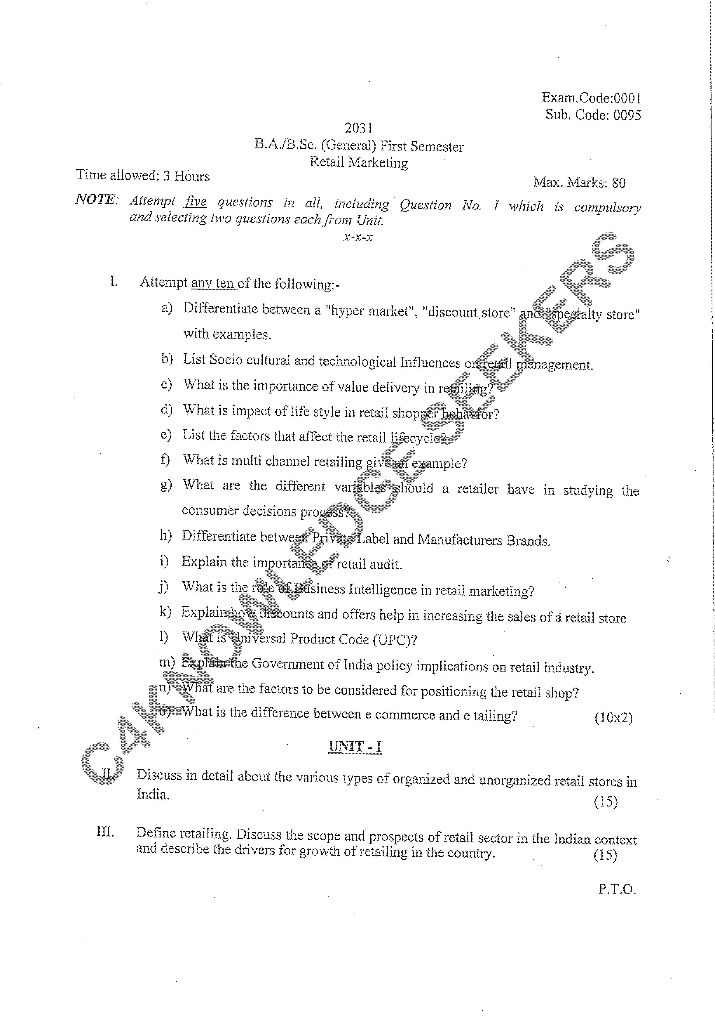 Question Paper Page 1