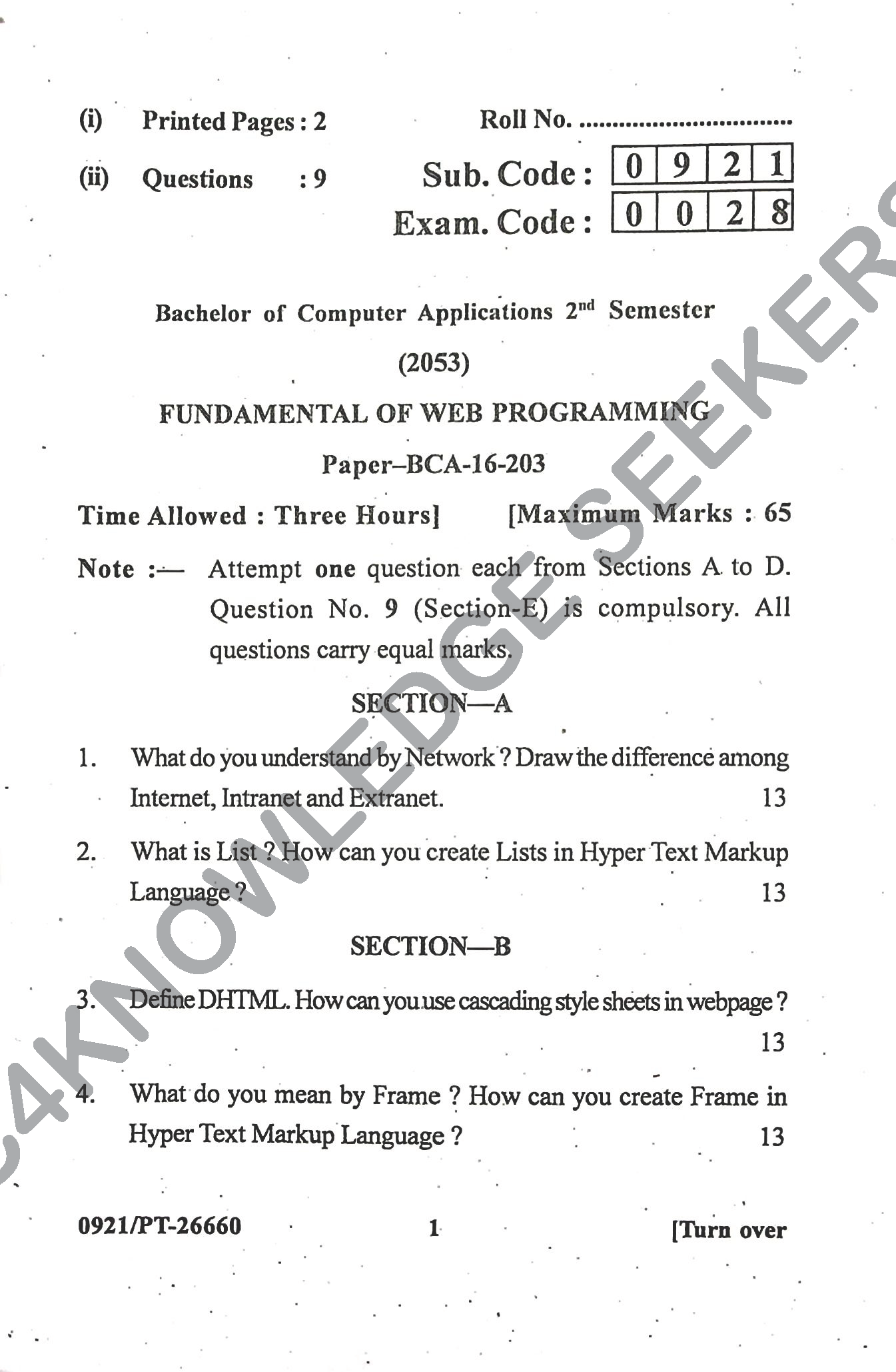 Question Paper Page 1