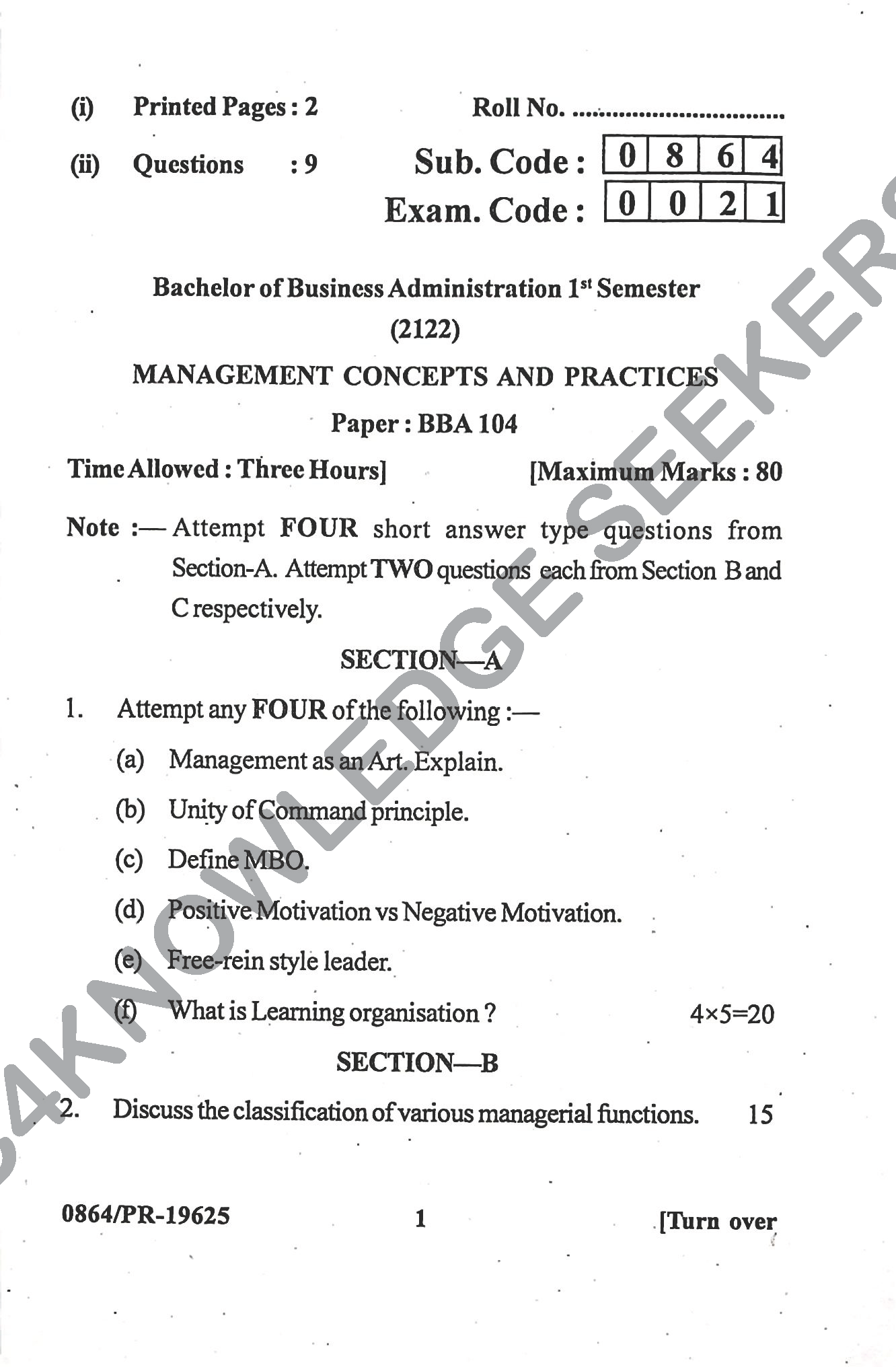 Question Paper Page 1