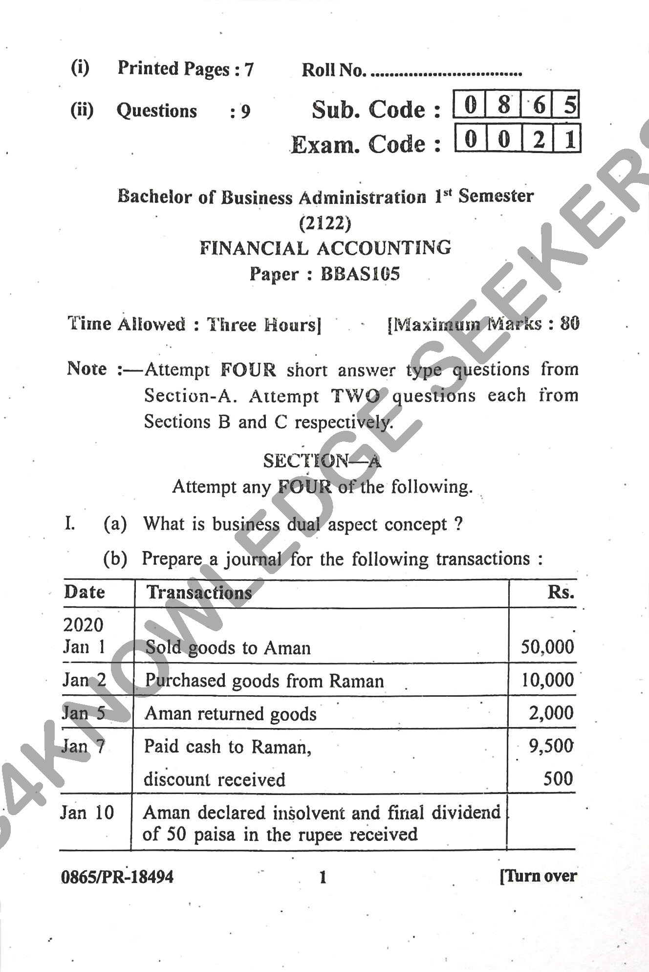 Question Paper Page 1