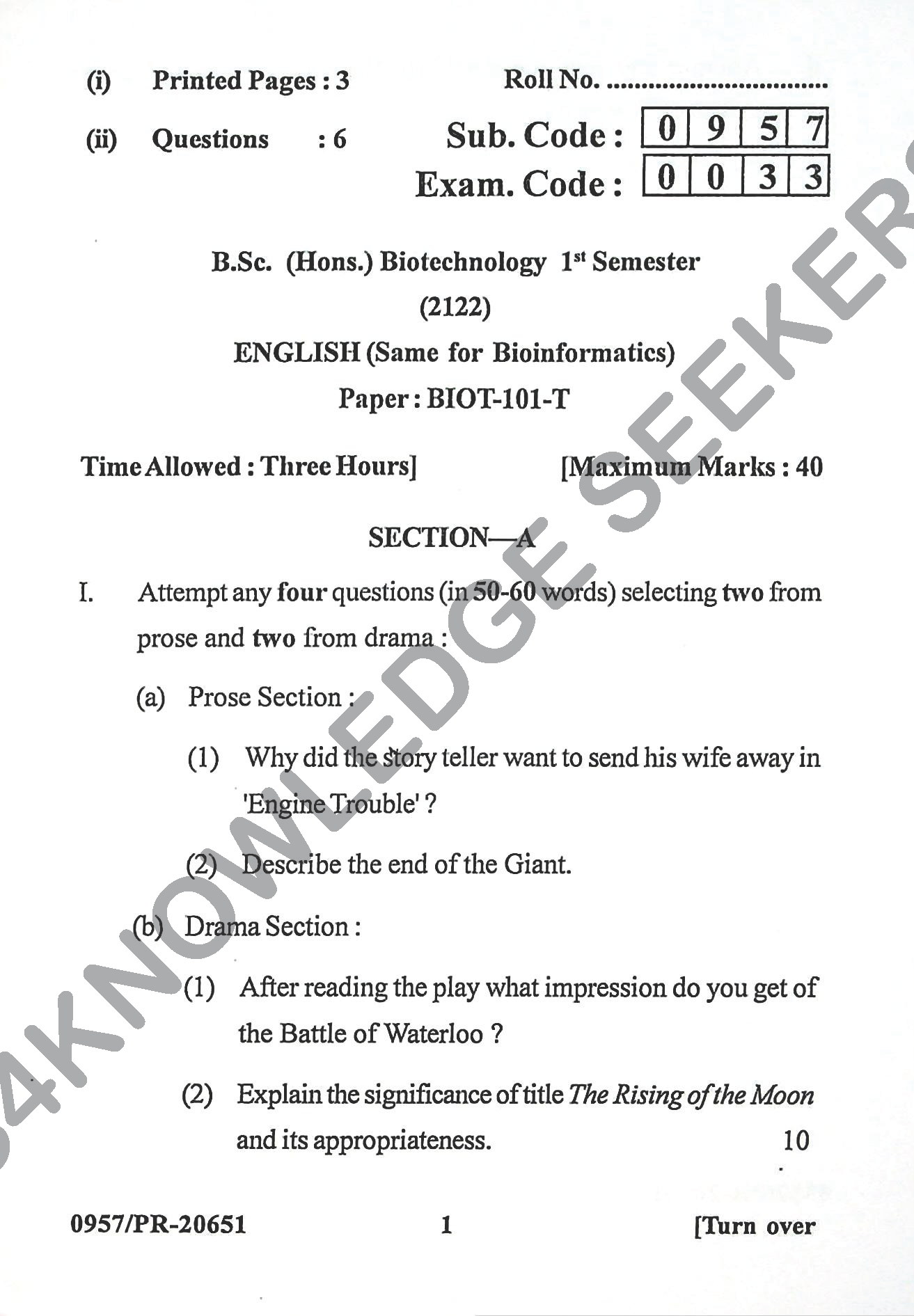 Question Paper Page 1