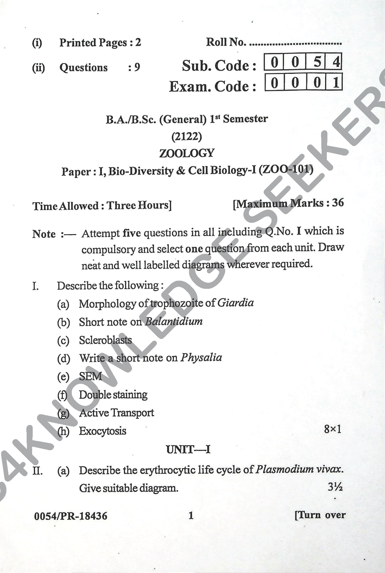 Question Paper Page 1