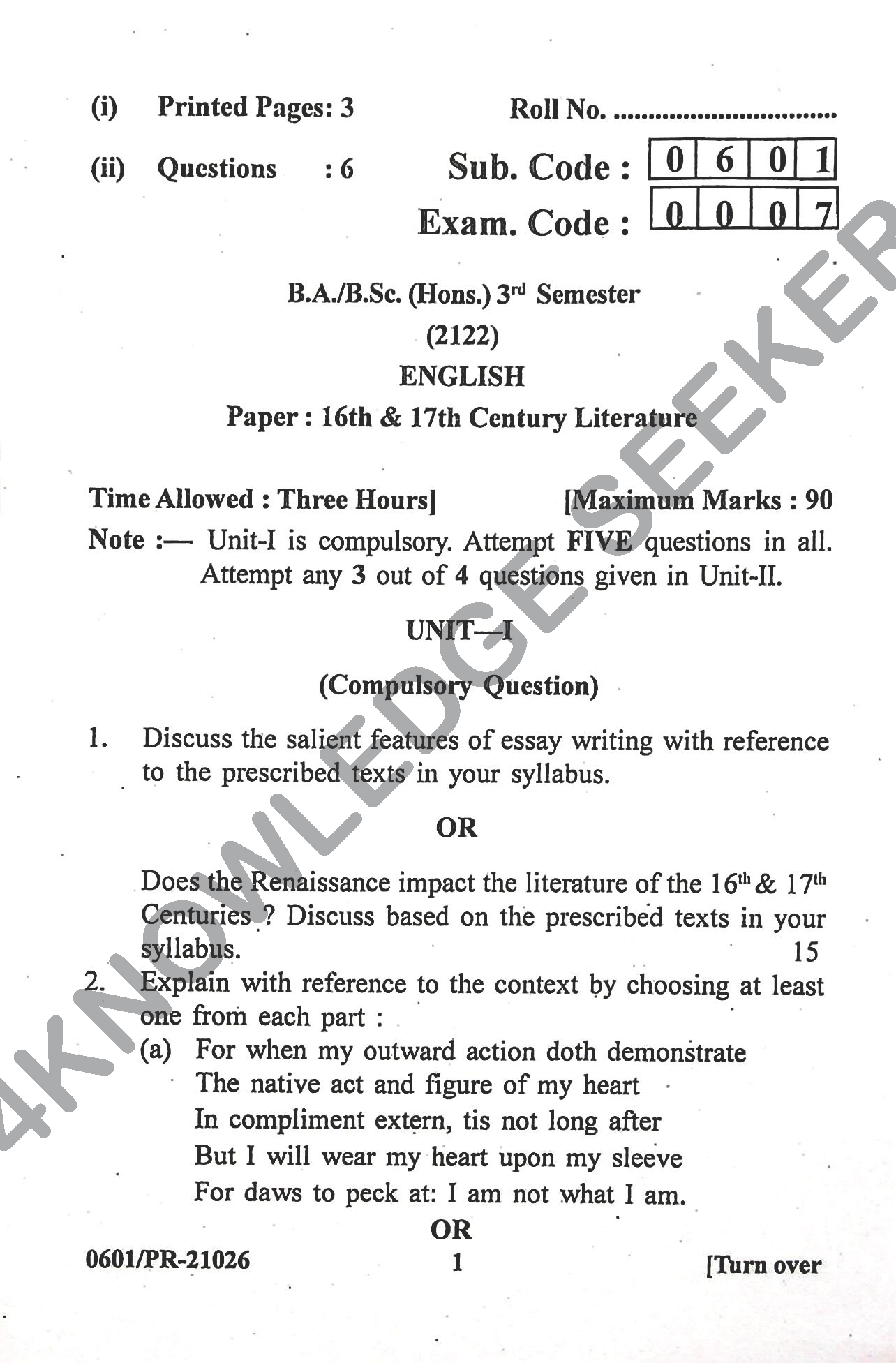 Question Paper Page 1