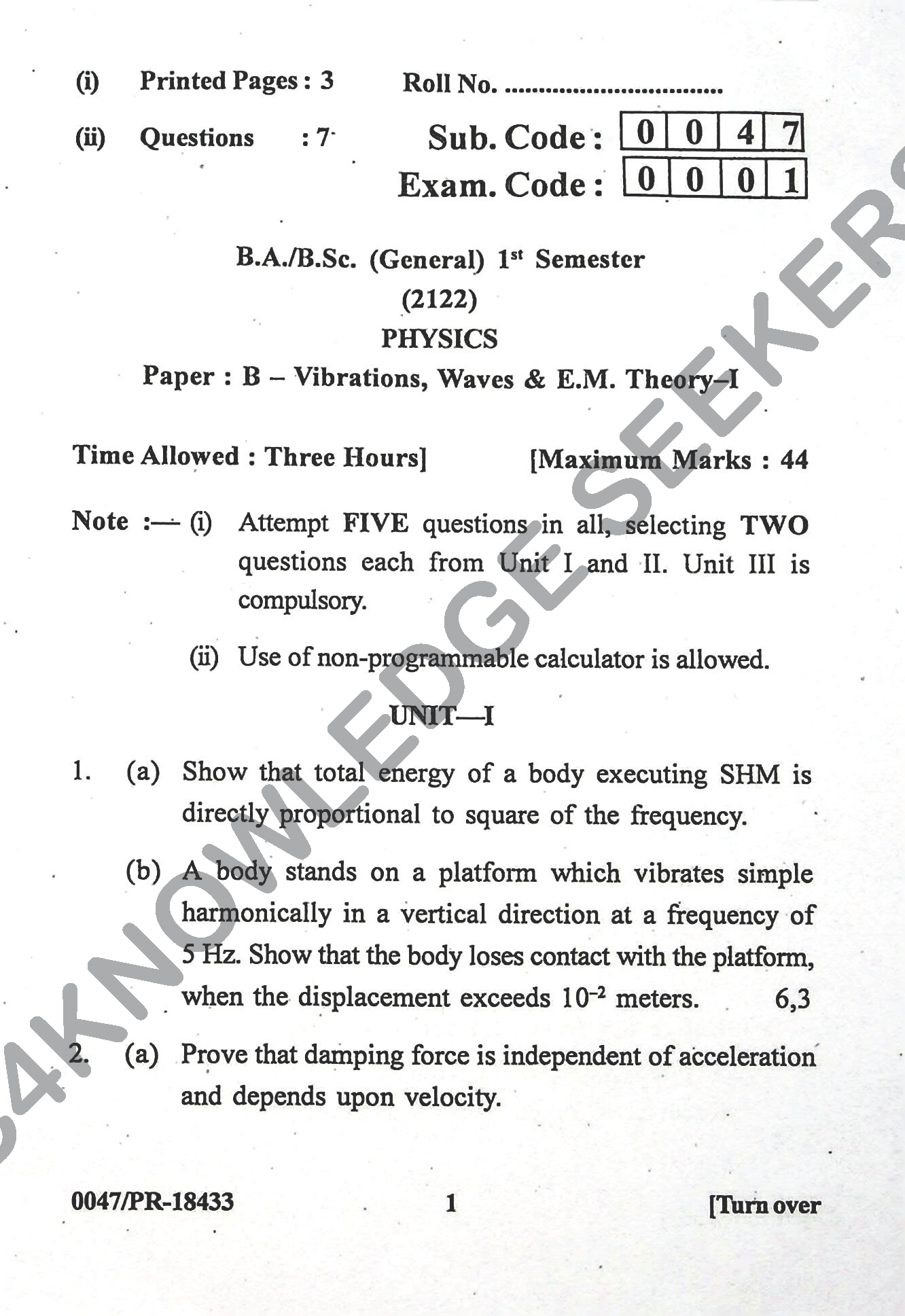 Question Paper Page 1