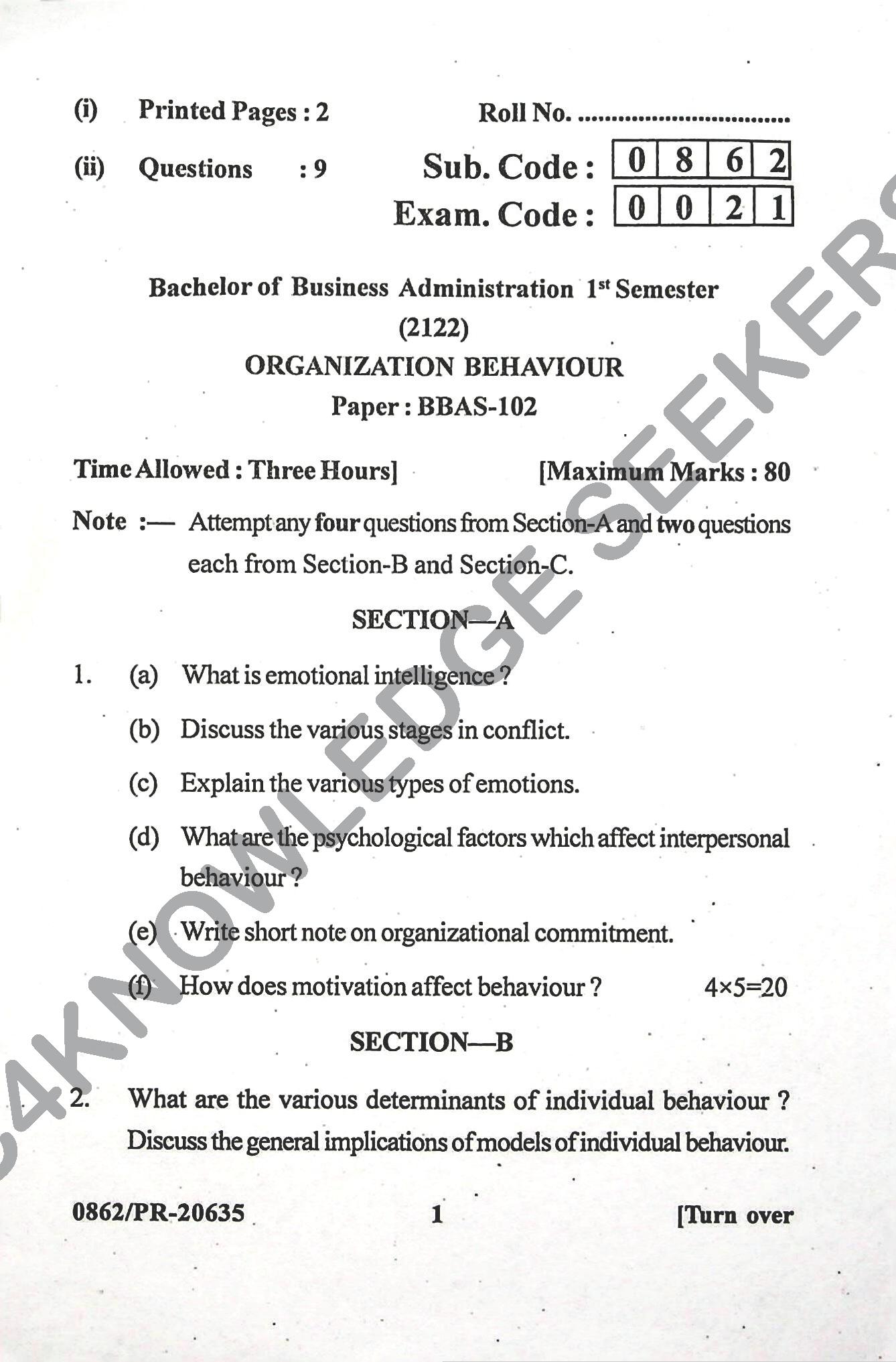 Question Paper Page 1