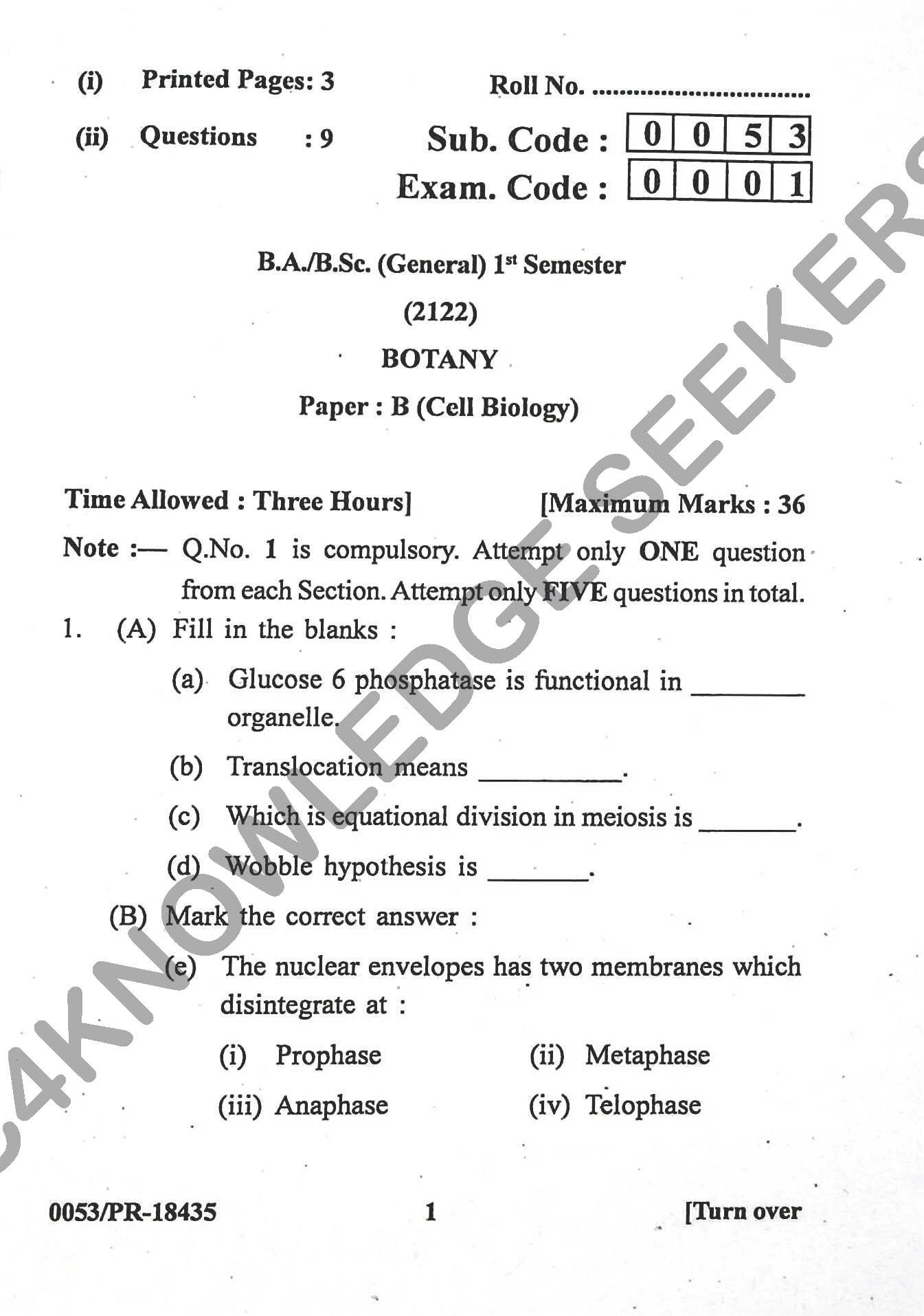 Question Paper Page 1