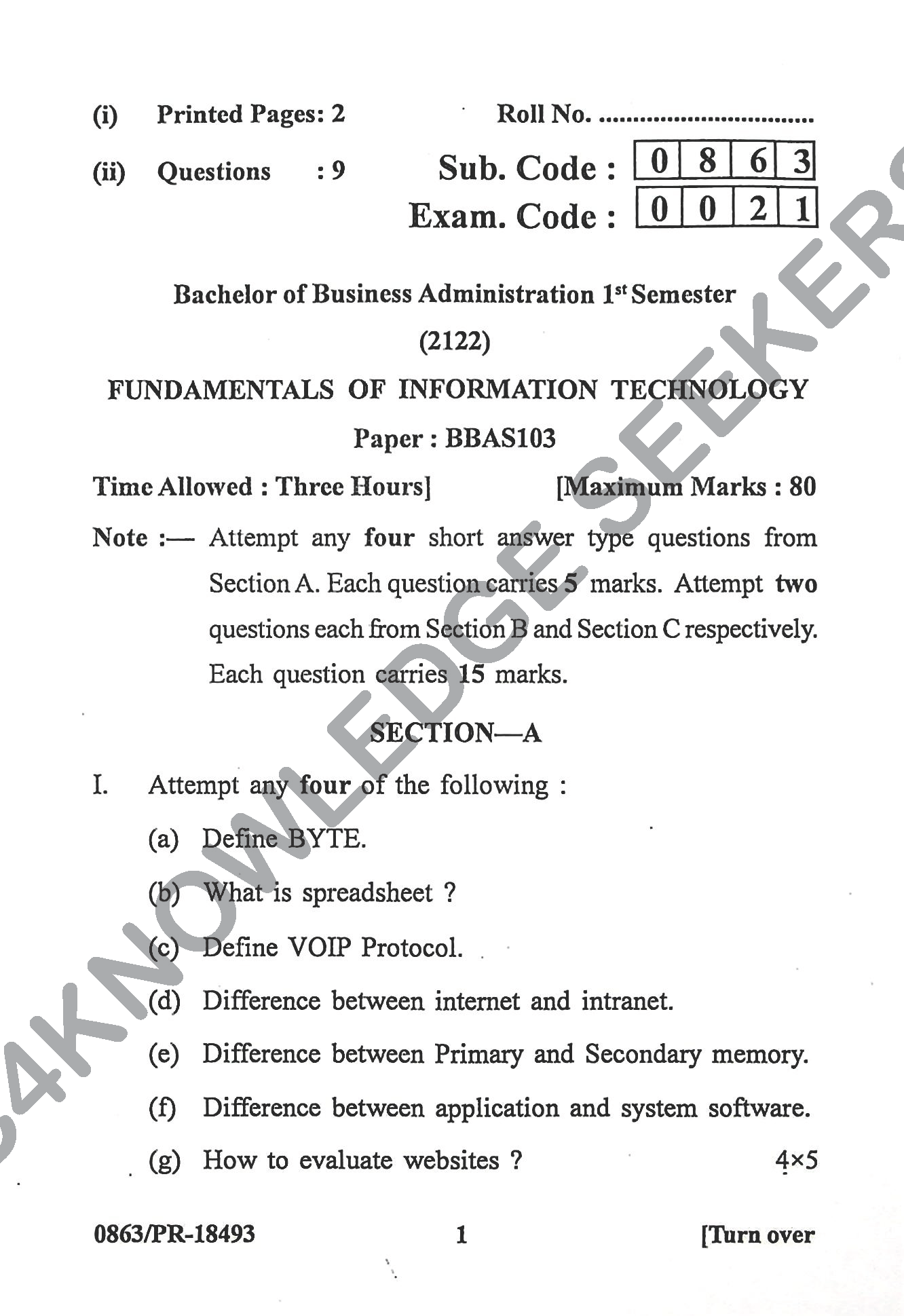 Question Paper Page 1