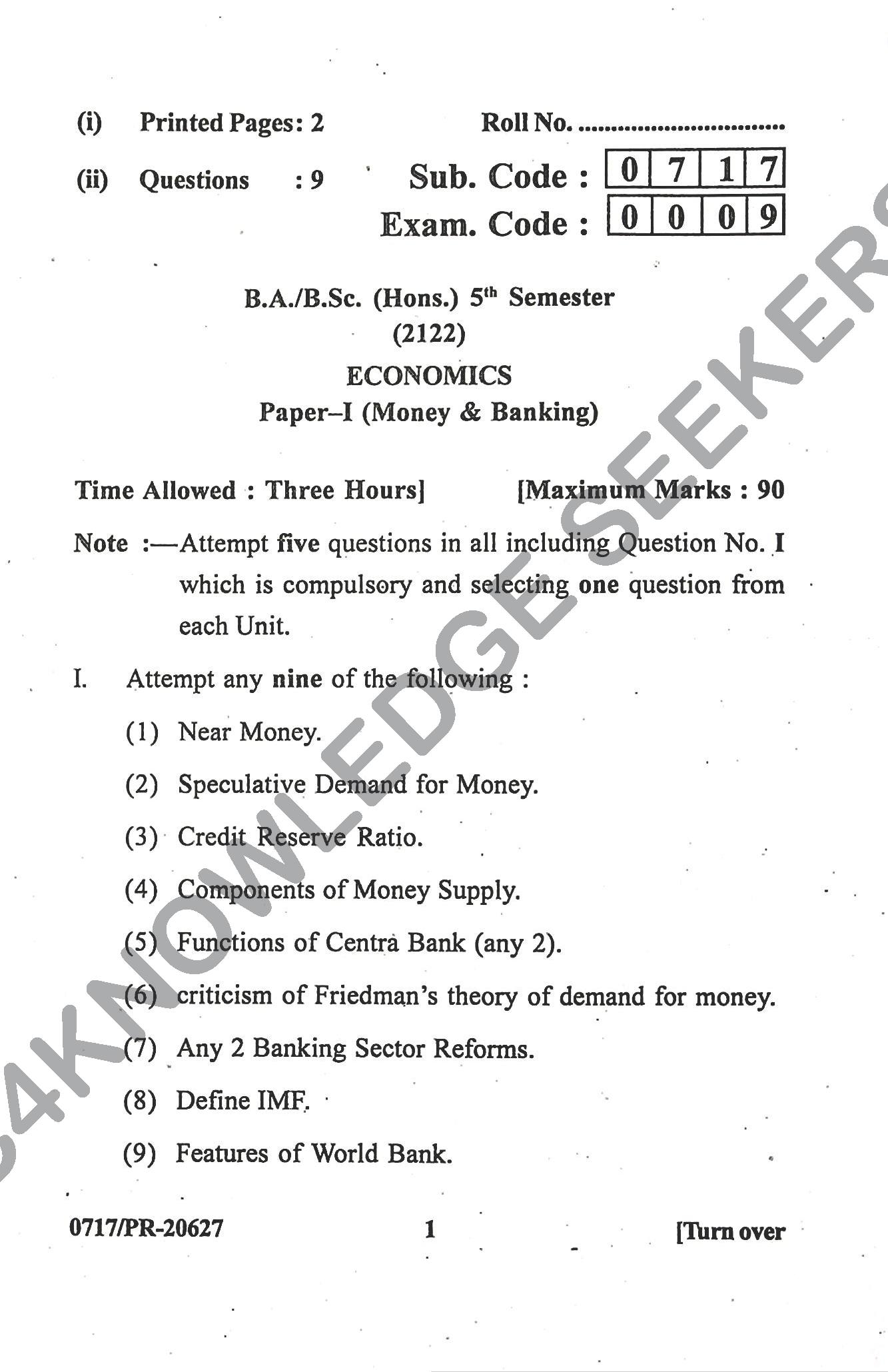 Question Paper Page 1