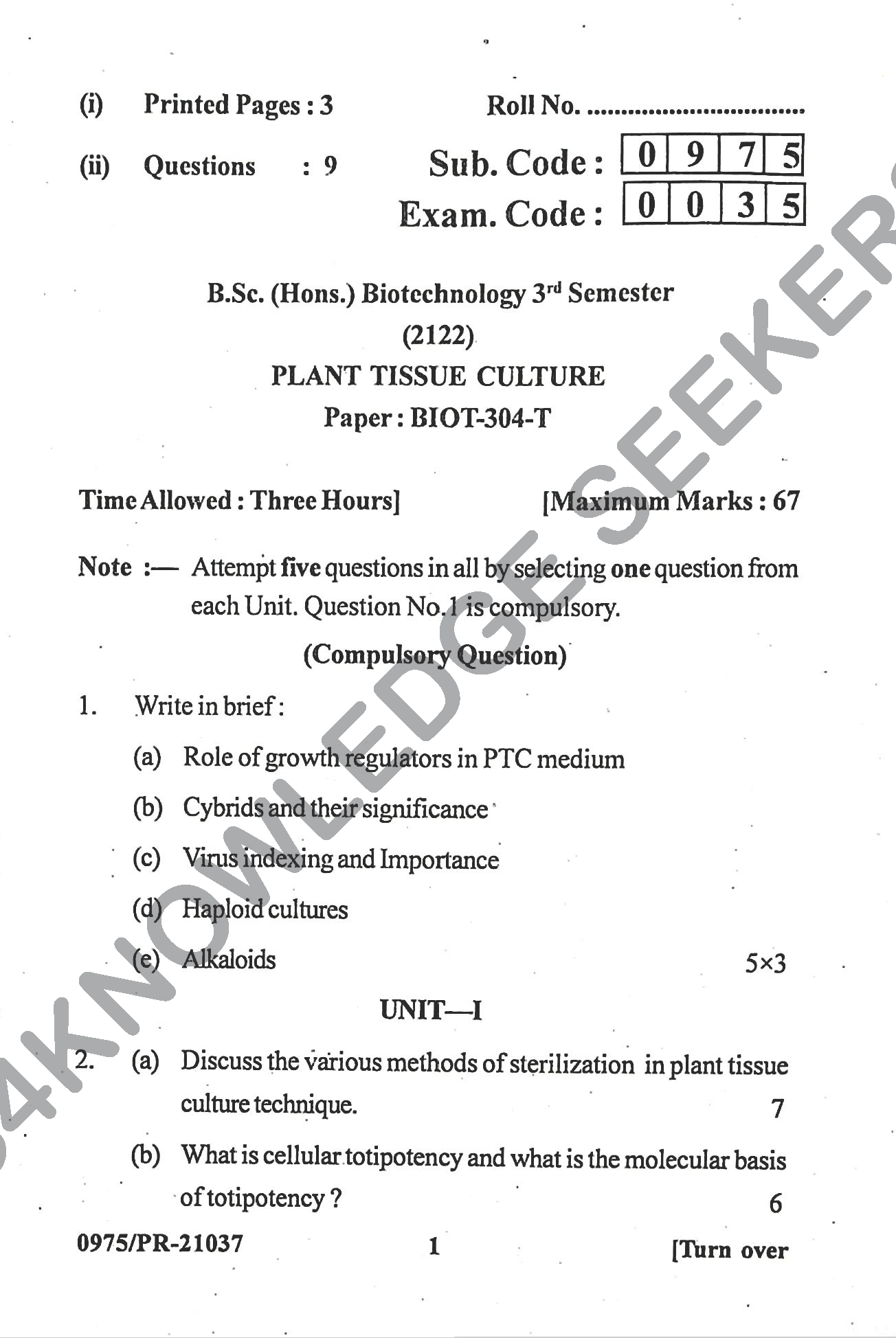 Question Paper Page 1