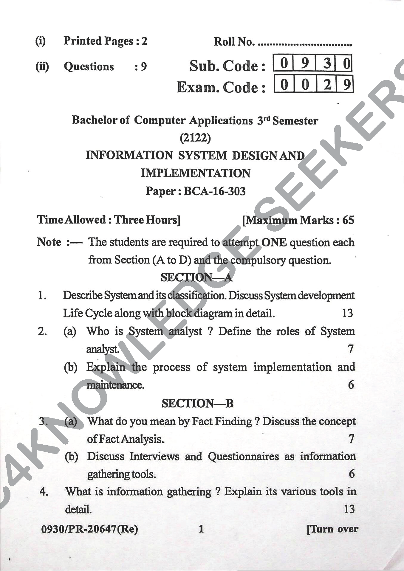 Question Paper Page 1