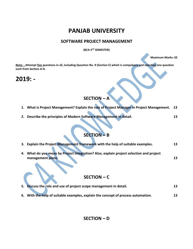 Question Paper 2019