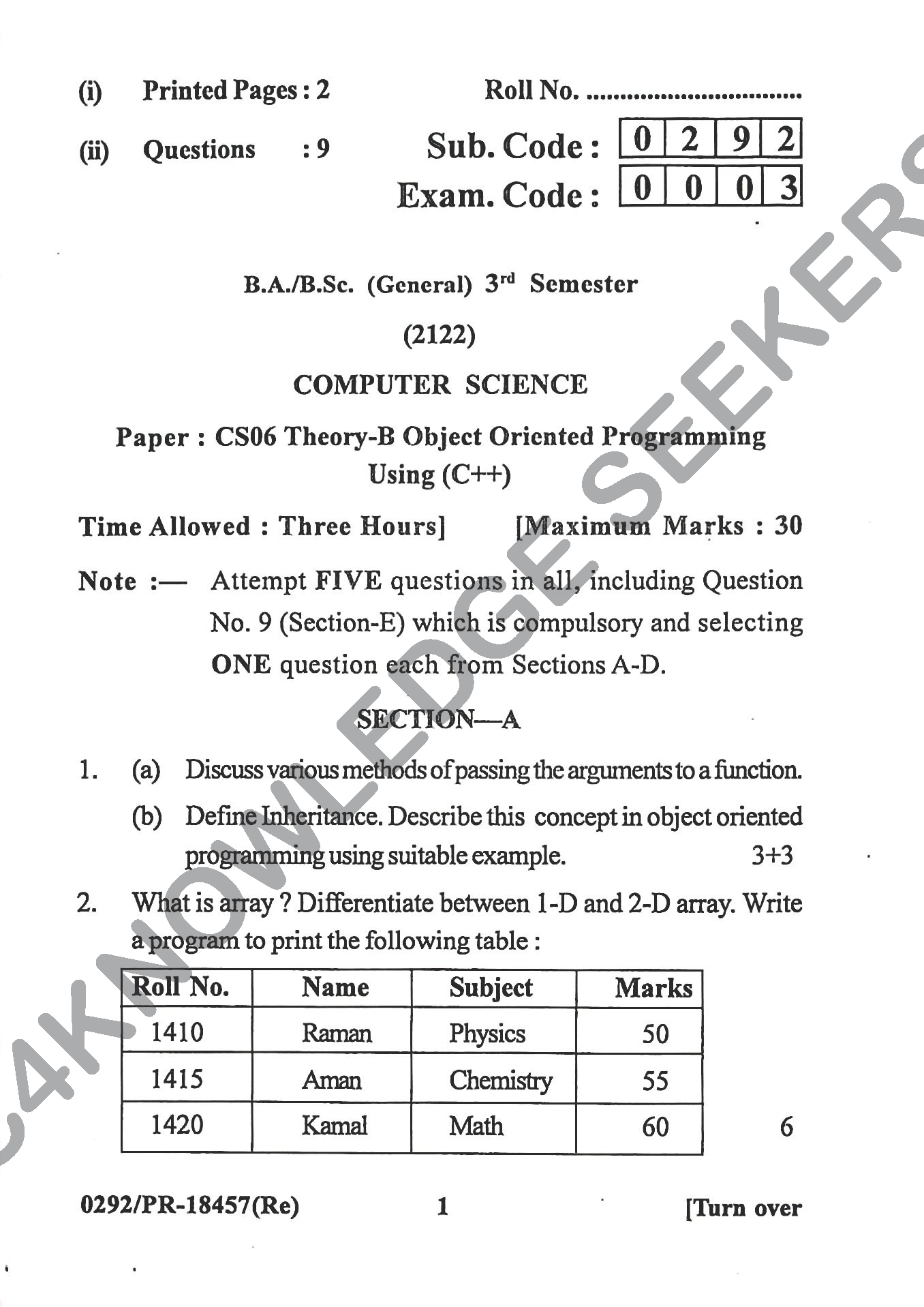 Question Paper Page 1