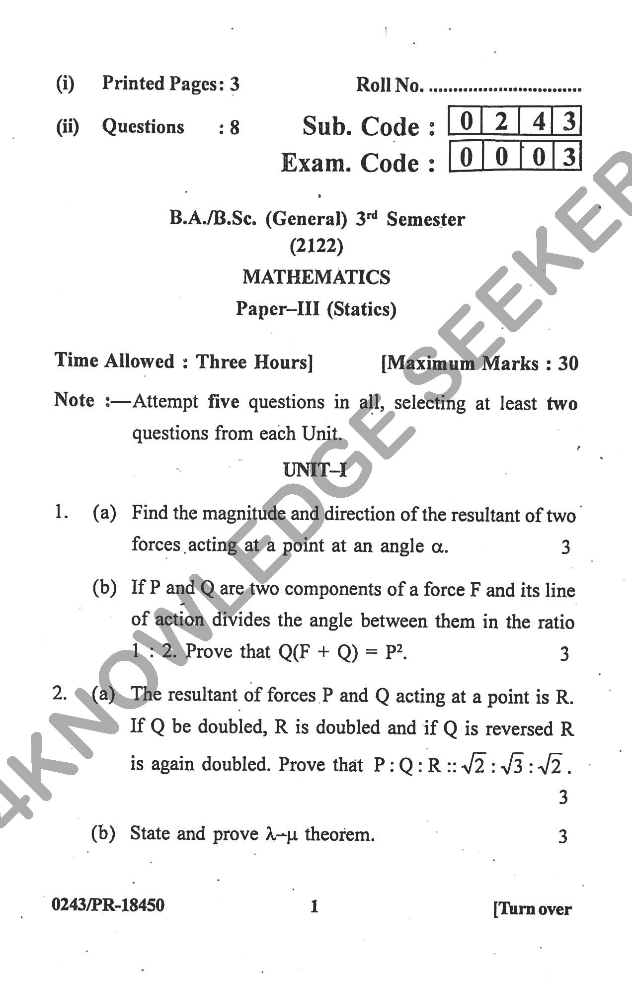 Question Paper Page 1