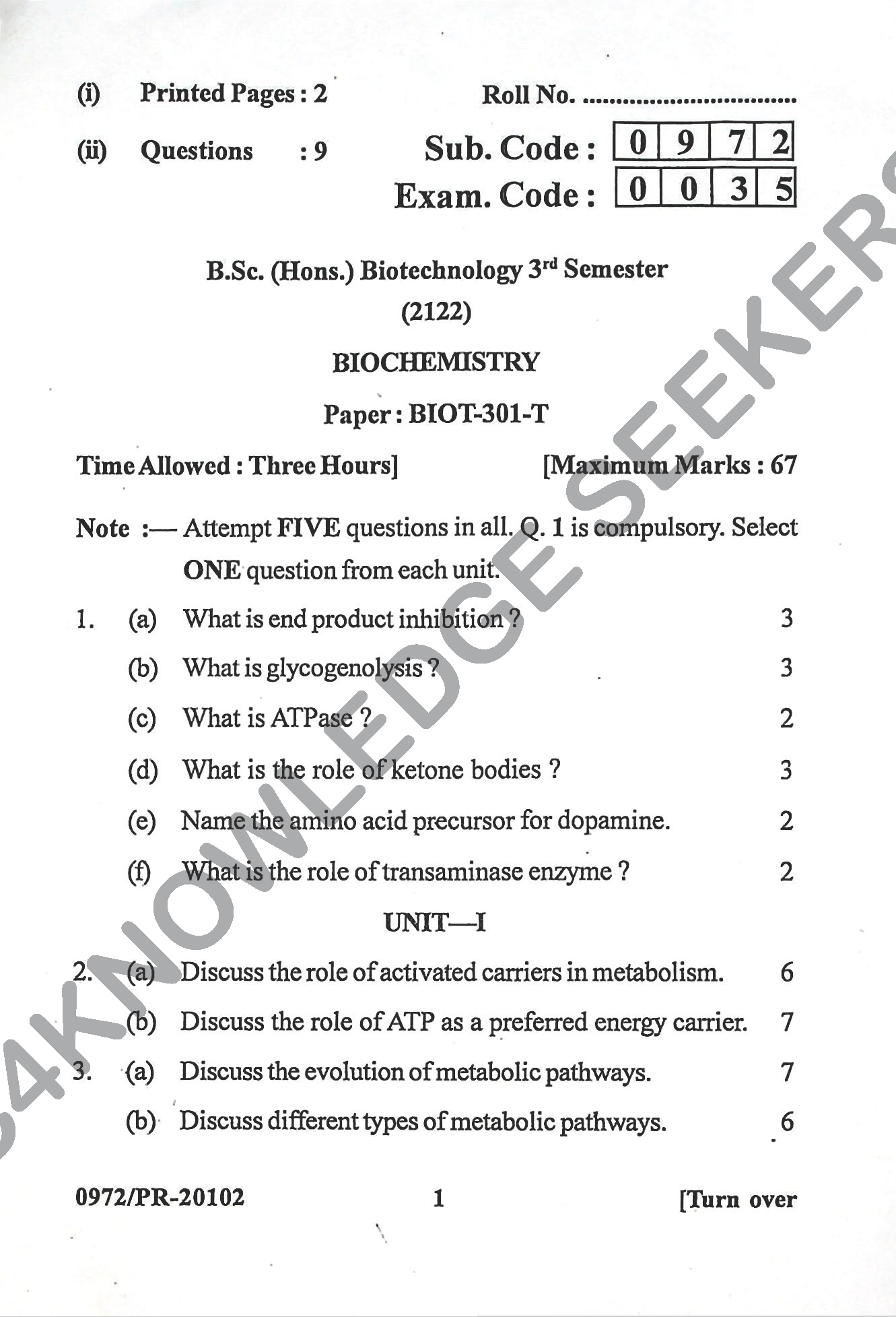 Question Paper Page 1