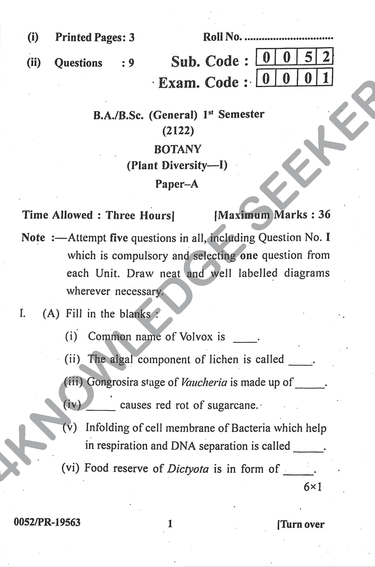 Question Paper Page 1