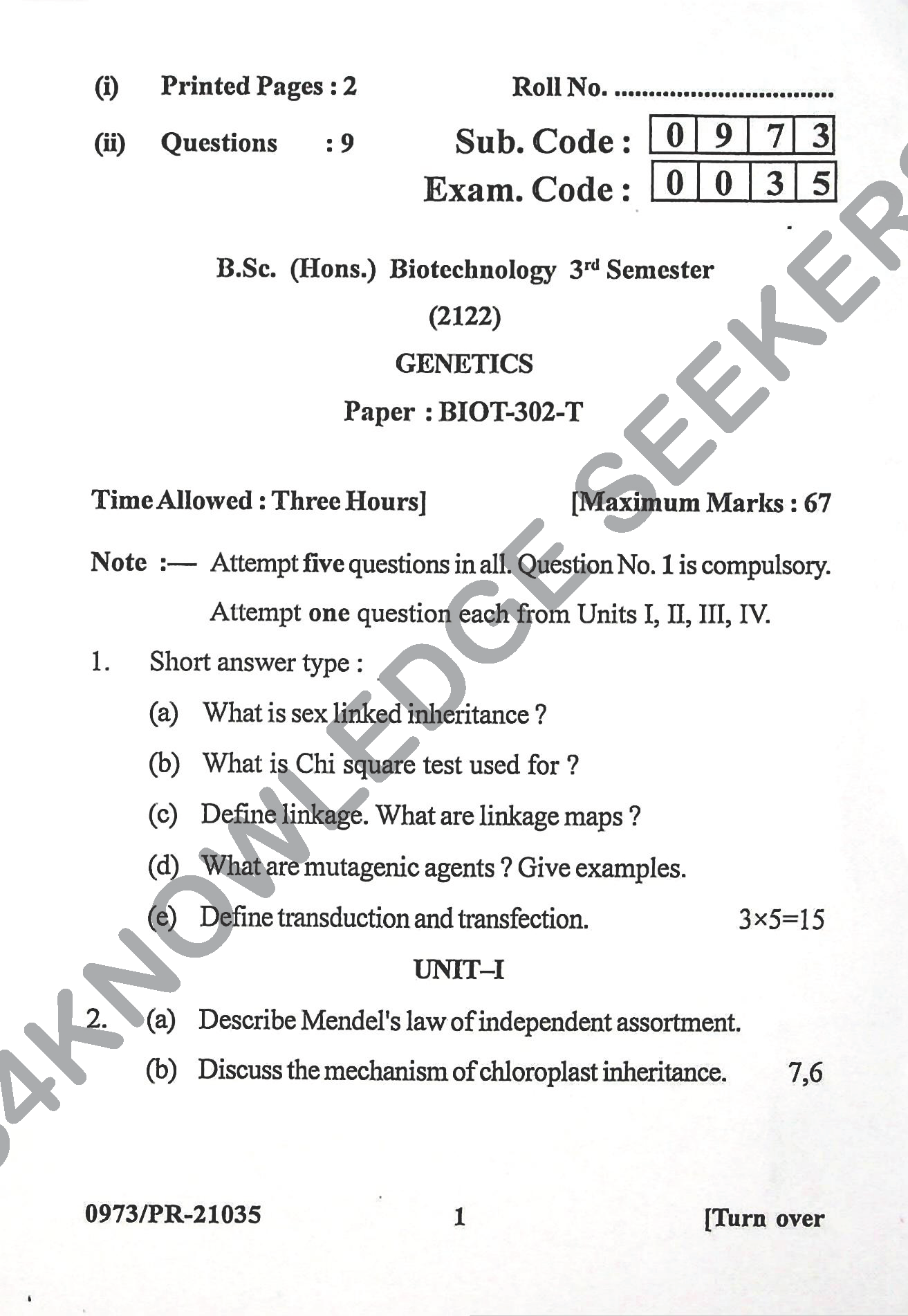 Question Paper Page 1