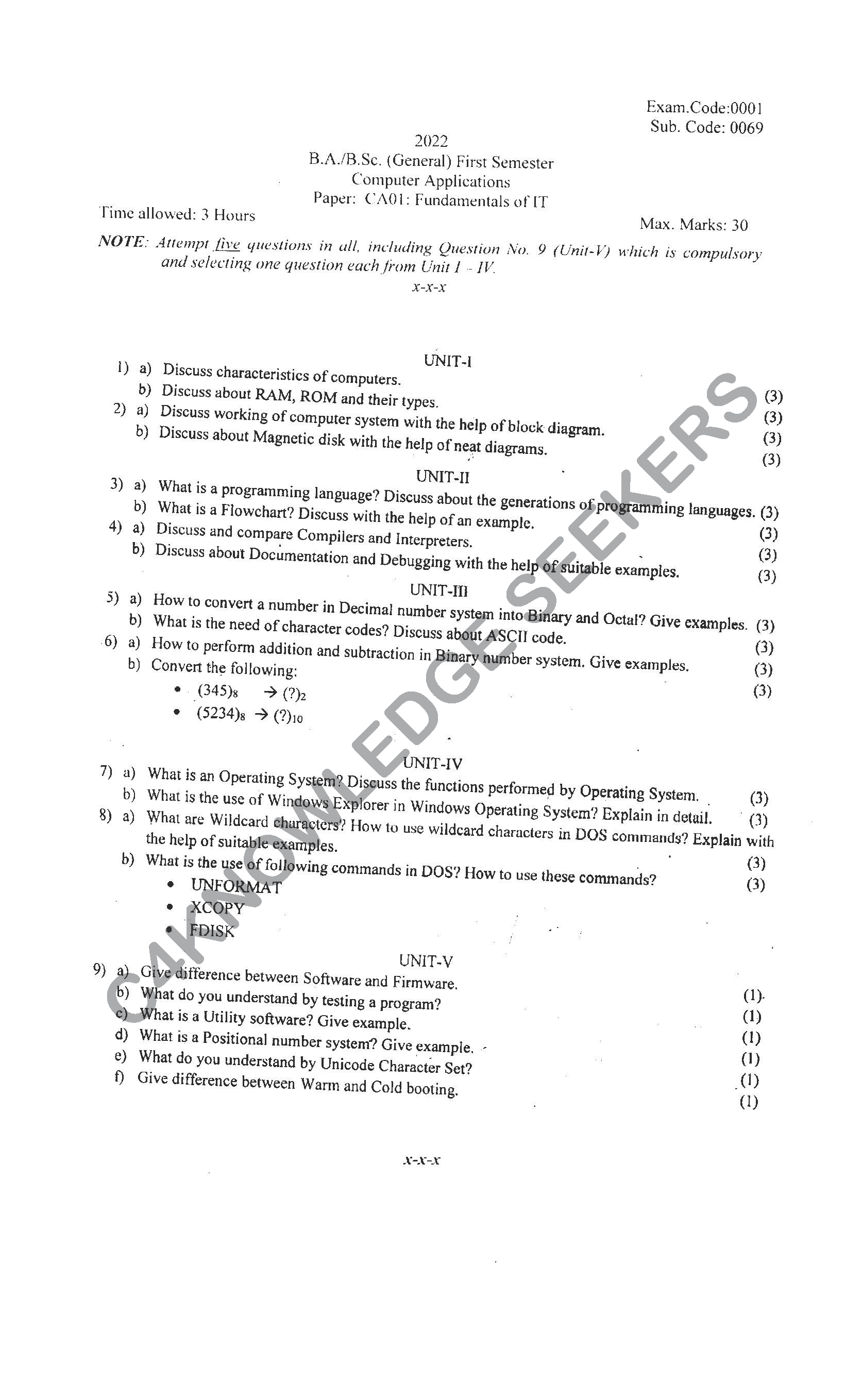Question Paper Page 1