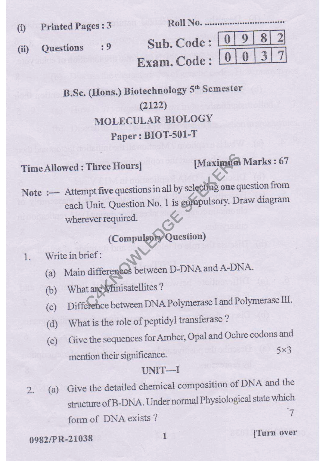 Question Paper Page 1