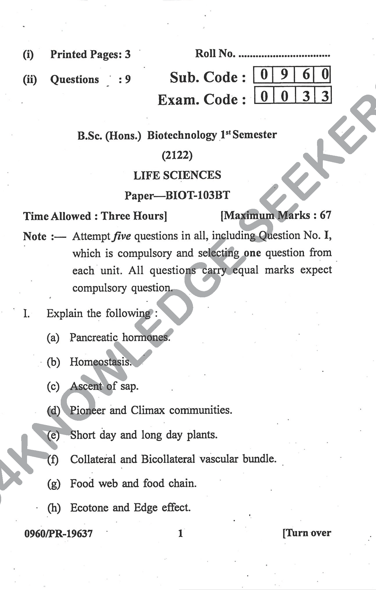 Question Paper Page 1