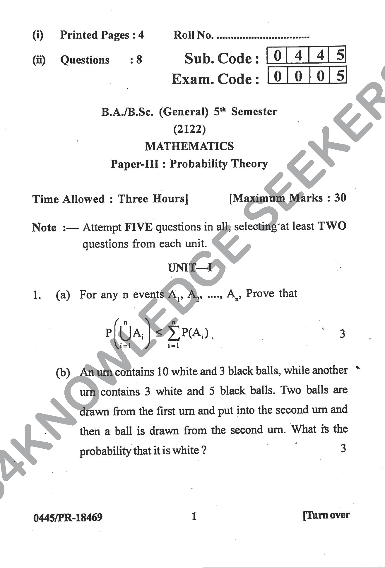 Question Paper Page 1