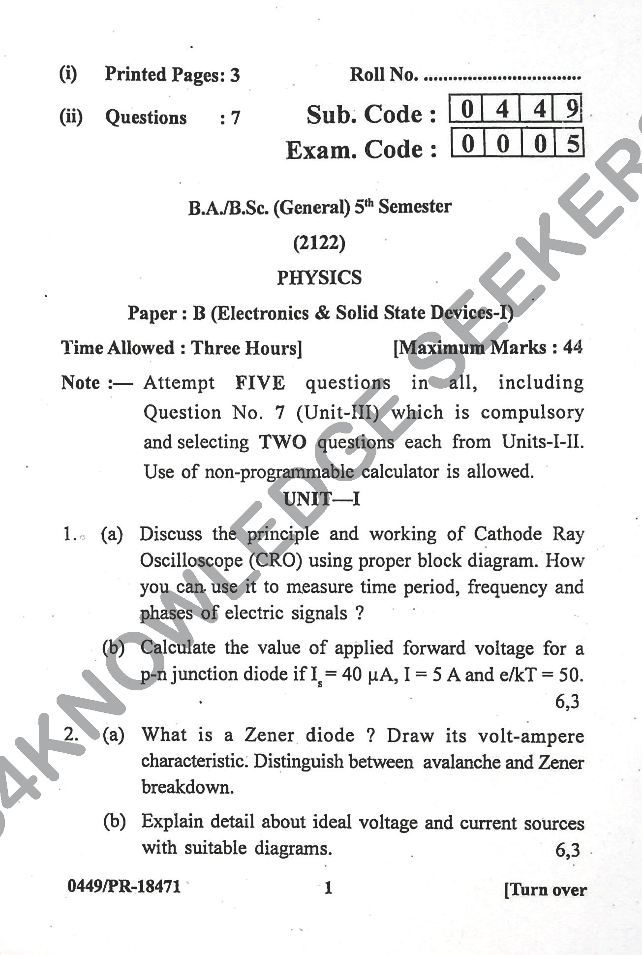 Question Paper Page 1