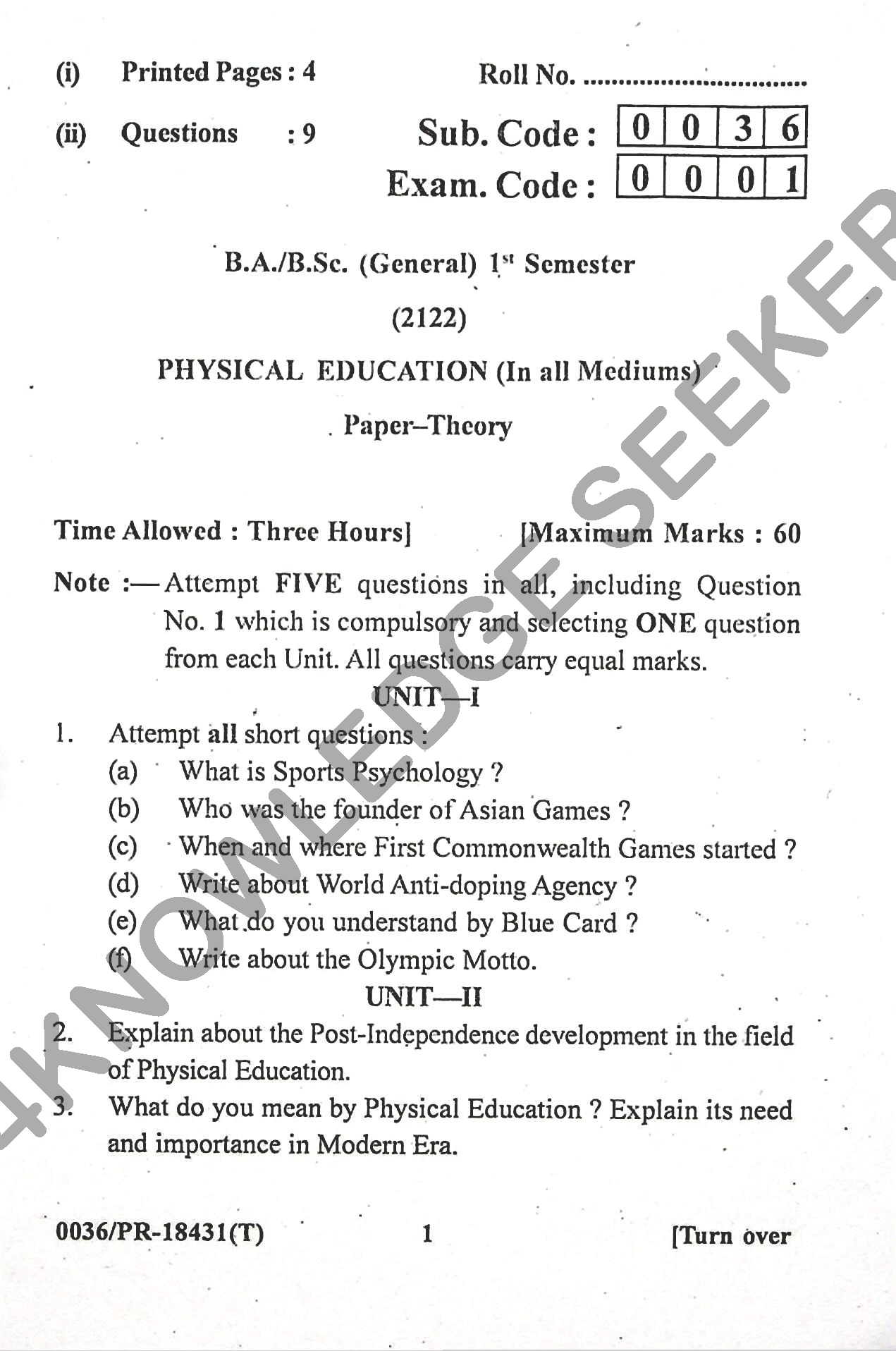 Question Paper Page 1